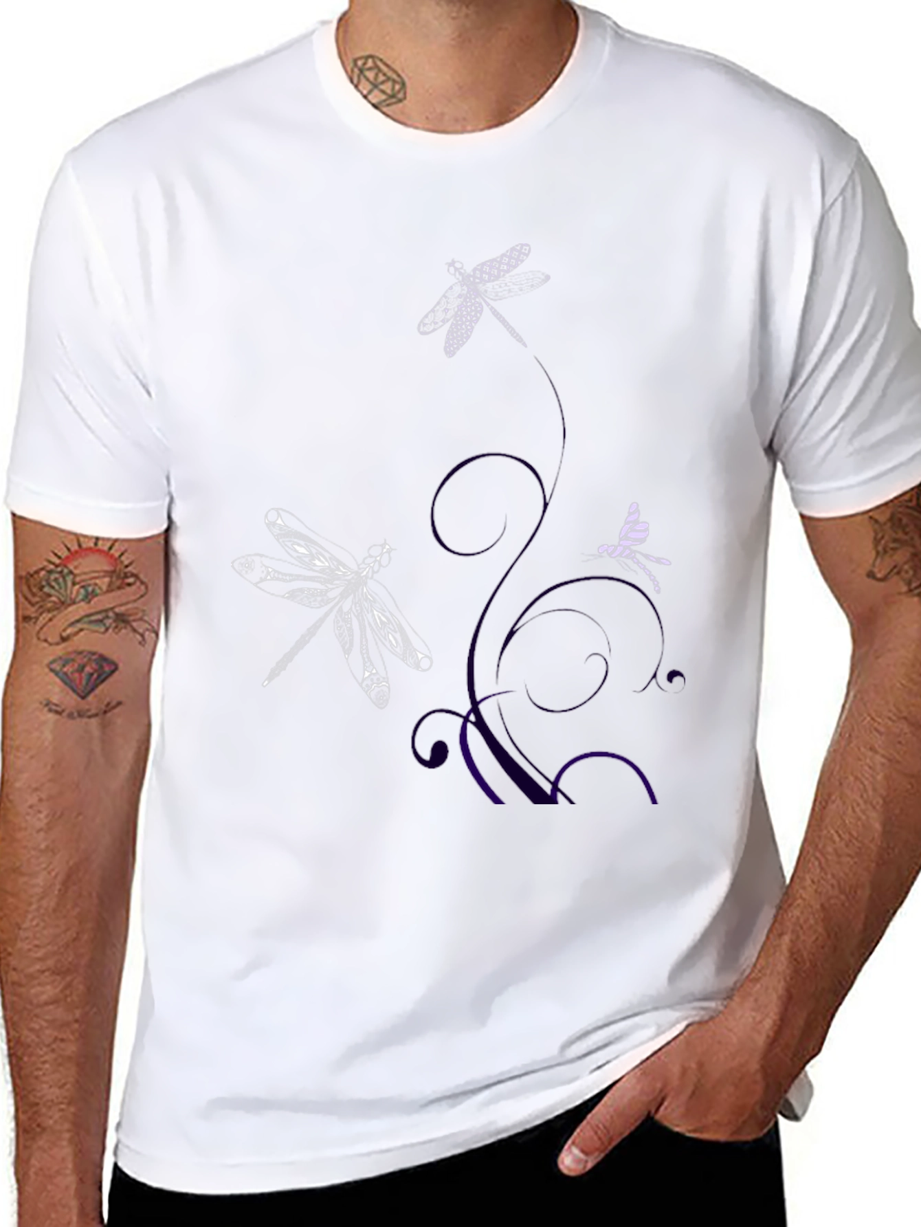 Dragonfly Graphic Print Tee - Black
