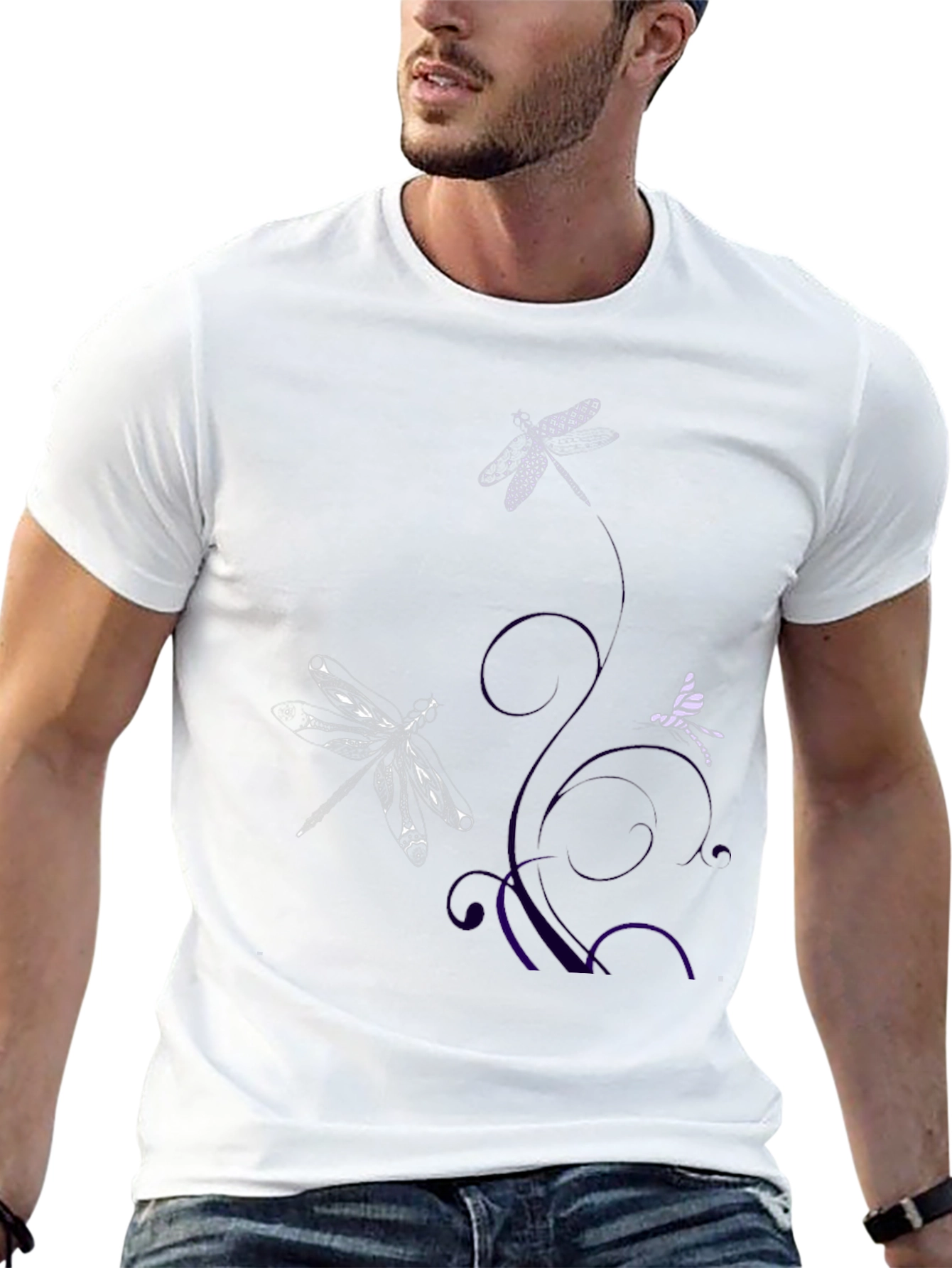 Dragonfly Graphic Print Tee - Black