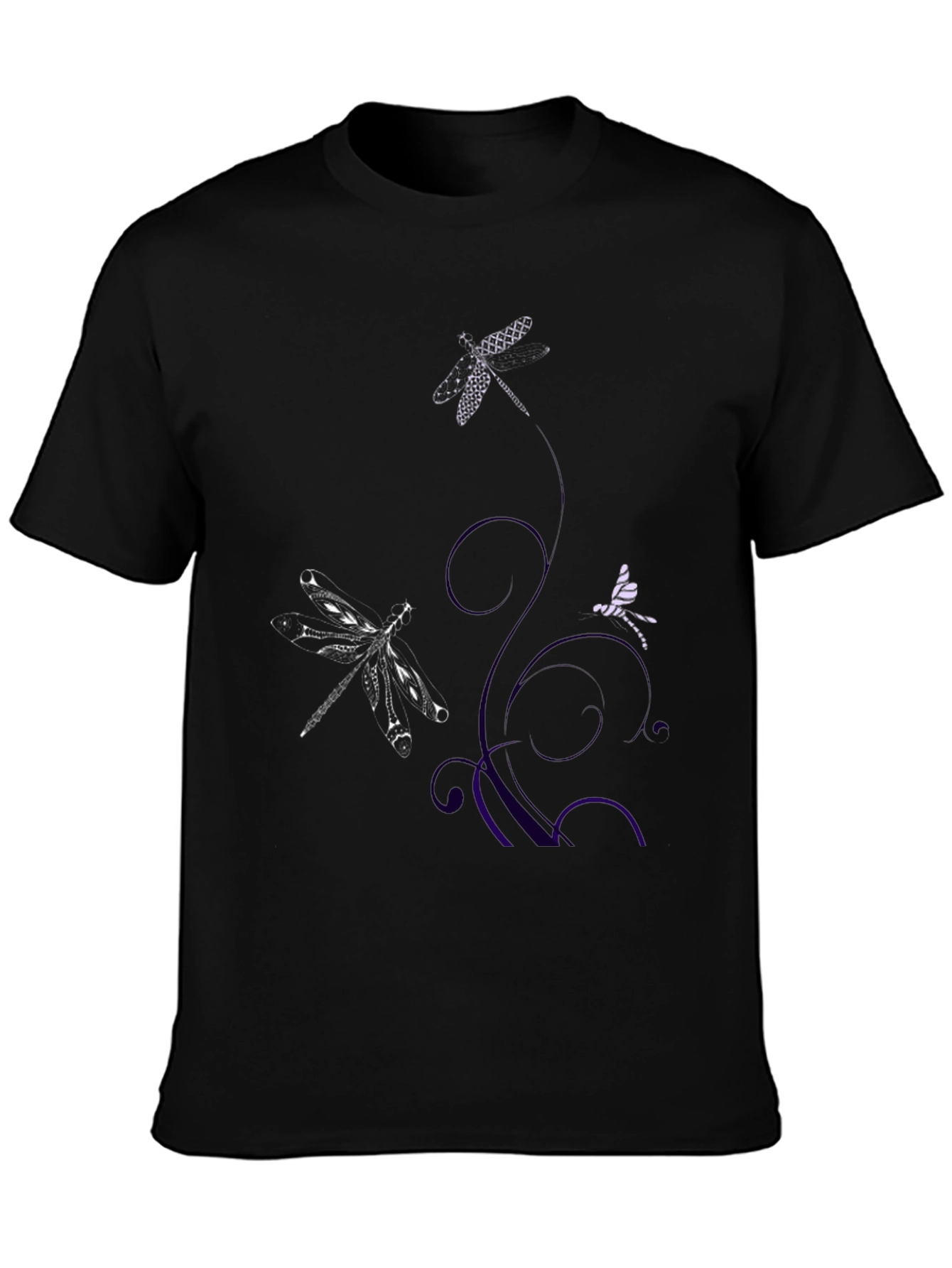 Dragonfly Graphic Print Tee - Black