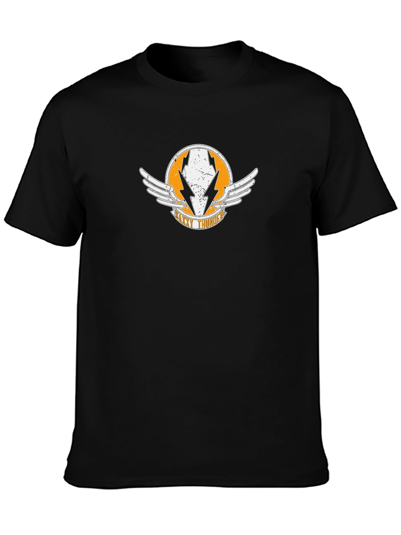 Saxy Thunder Black T-Shirt with Winged Logo