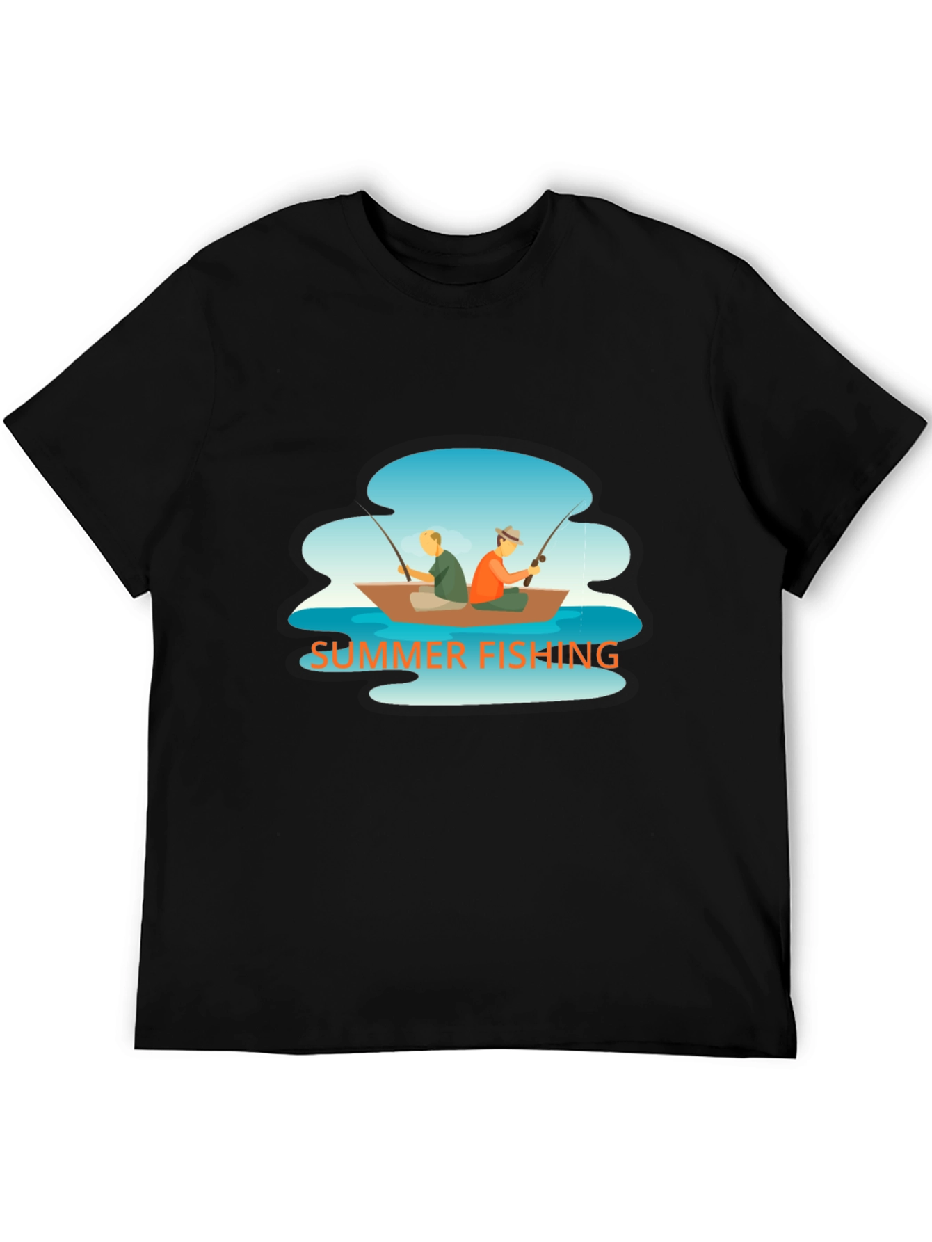 Summer Fishing Graphic Tee - Boat Scene