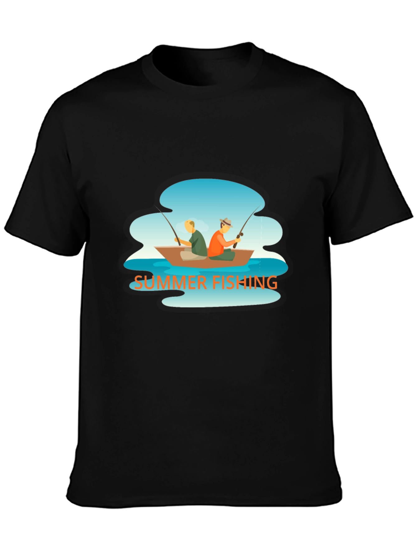 Summer Fishing Graphic Tee - Boat Scene