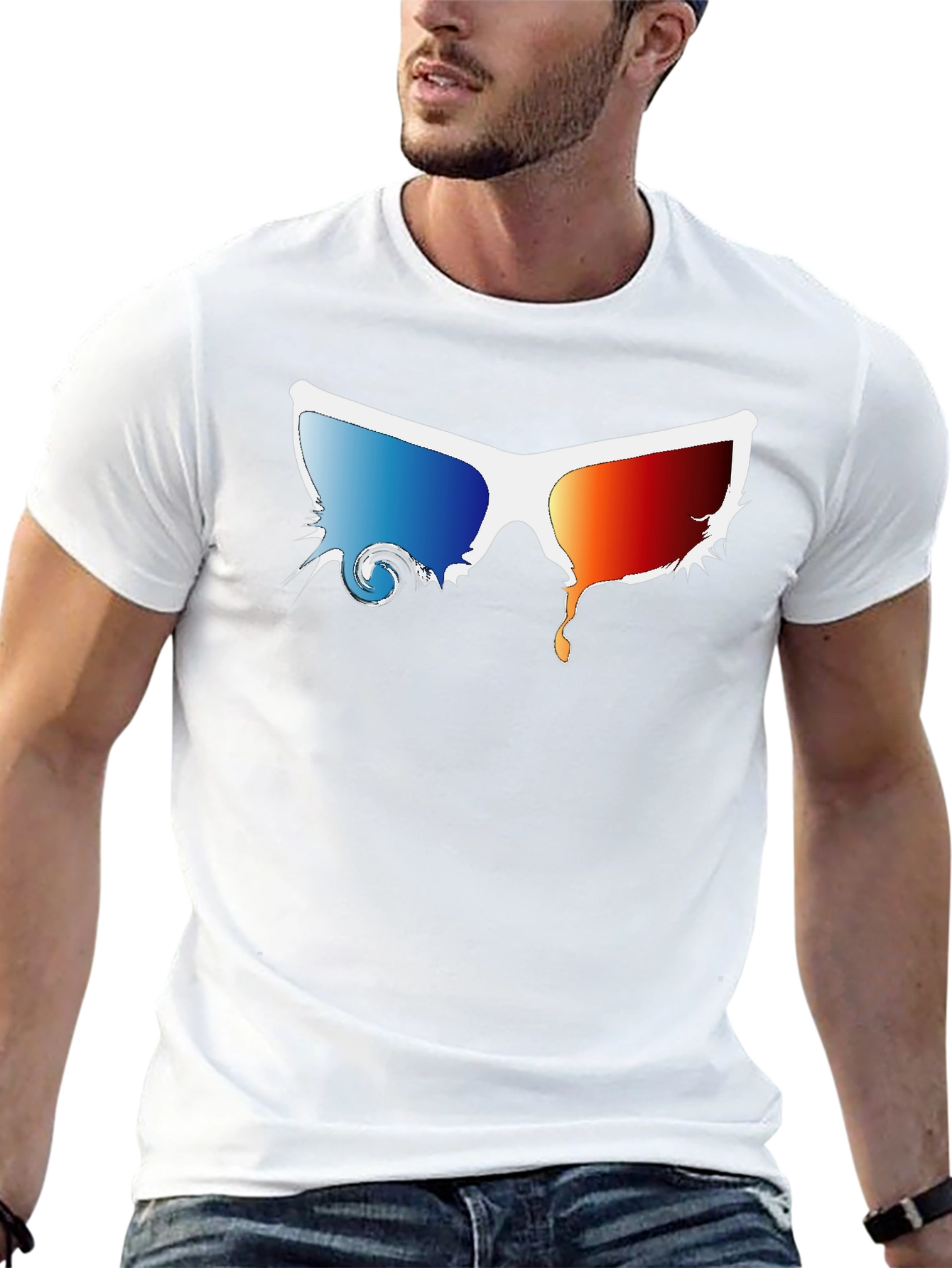 Melting 3D Glasses Black T-Shirt