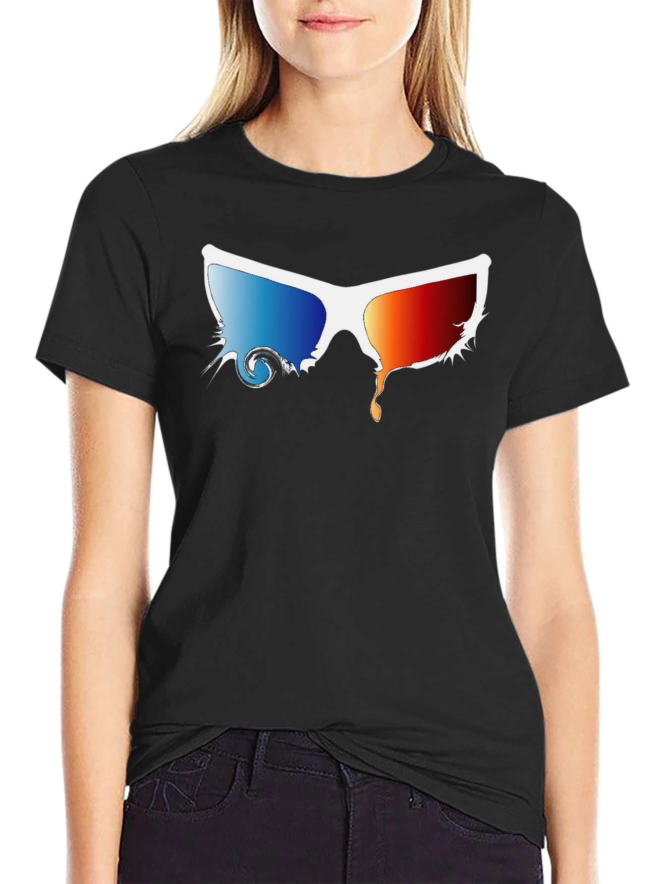 Melting 3D Glasses Black T-Shirt