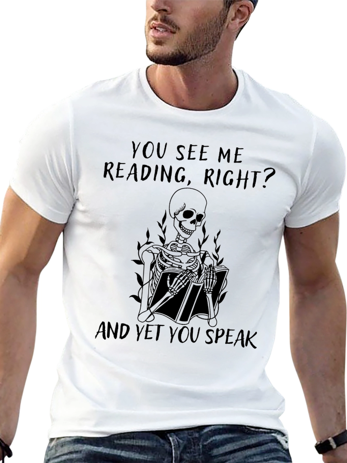 Reading Skeleton Graphic Tee - Black