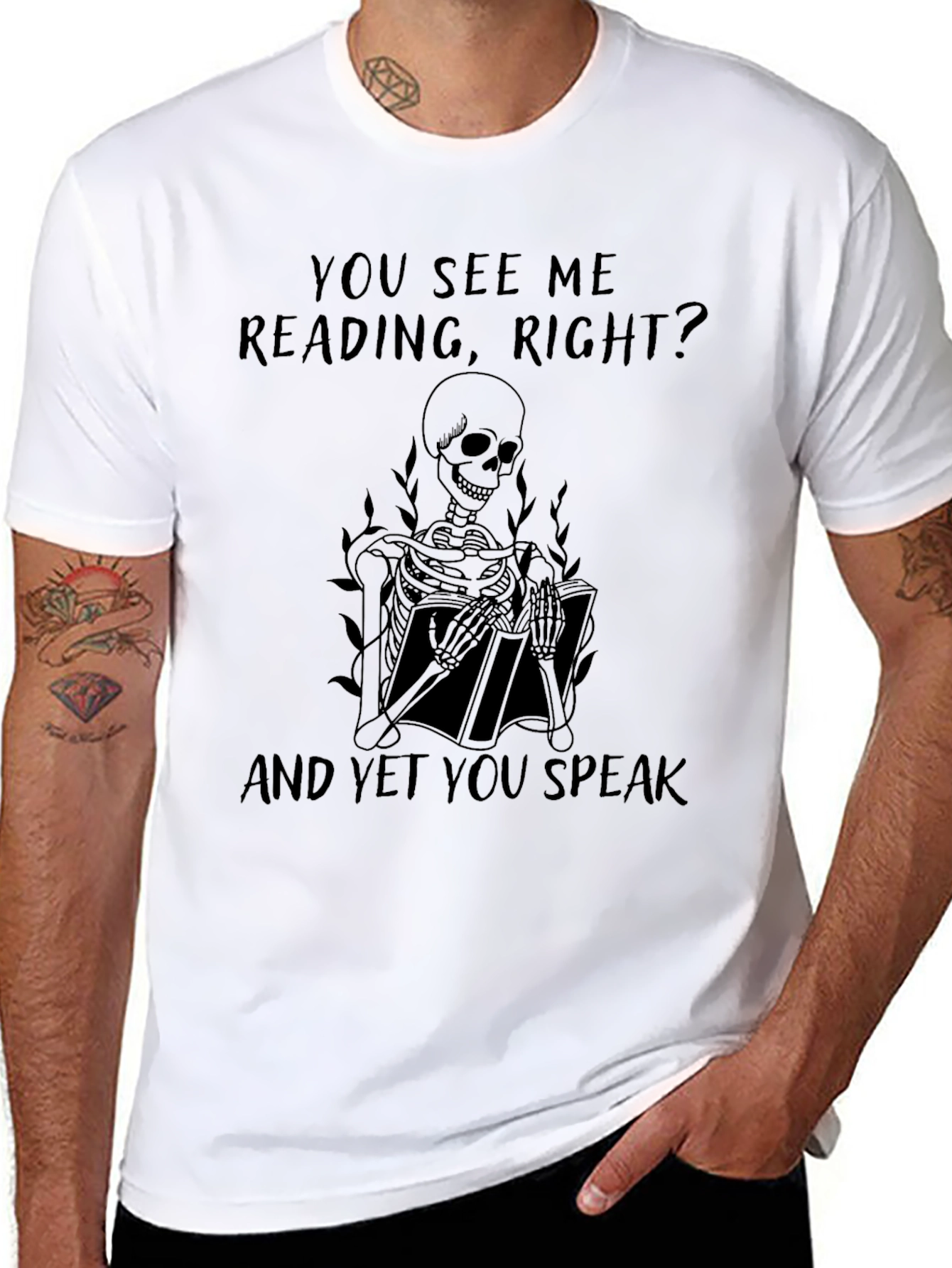 Reading Skeleton Graphic Tee - Black