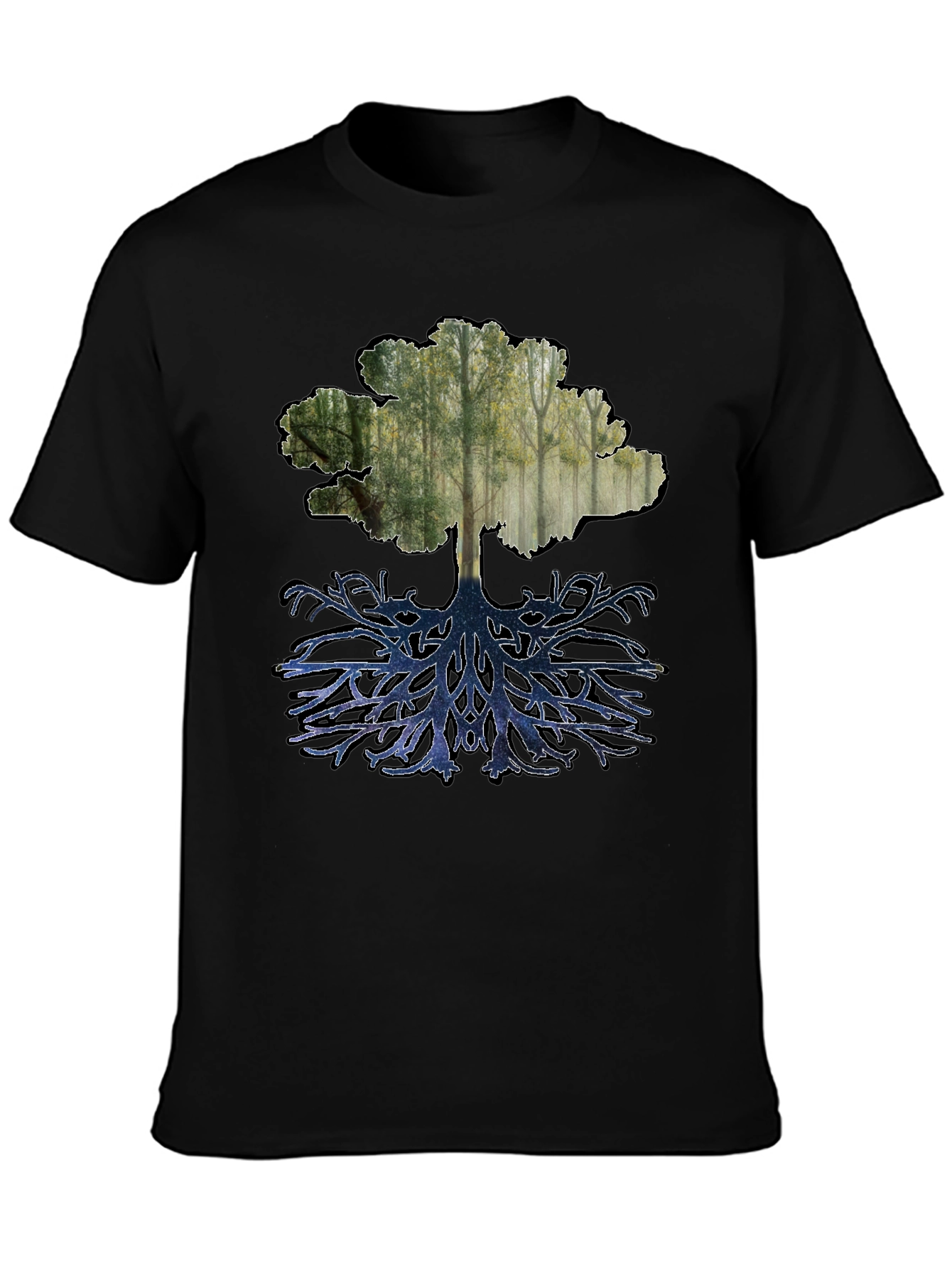 Nature Tree Graphic Tee - Black Cotton Blend