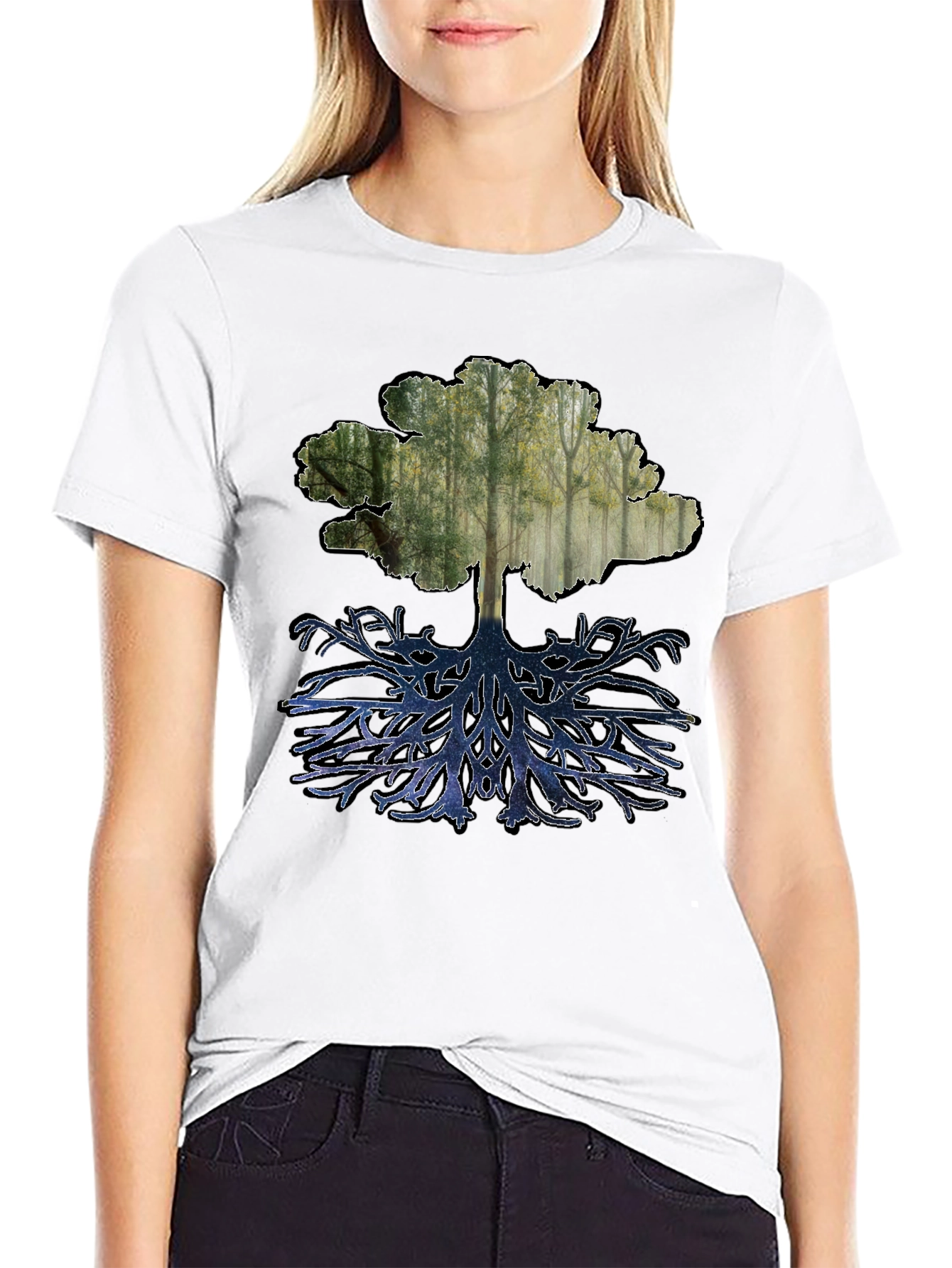 Nature Tree Graphic Tee - Black Cotton Blend
