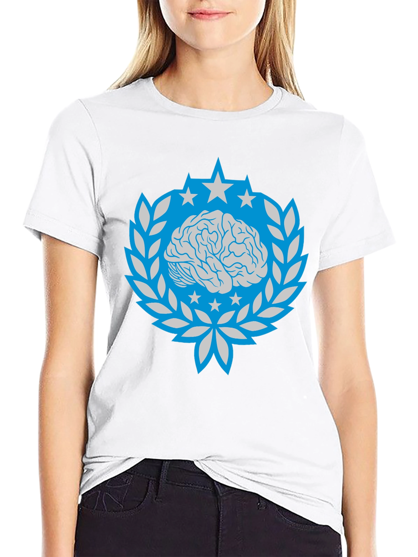 Brain Star Laurel Wreath Graphic Tee - Black