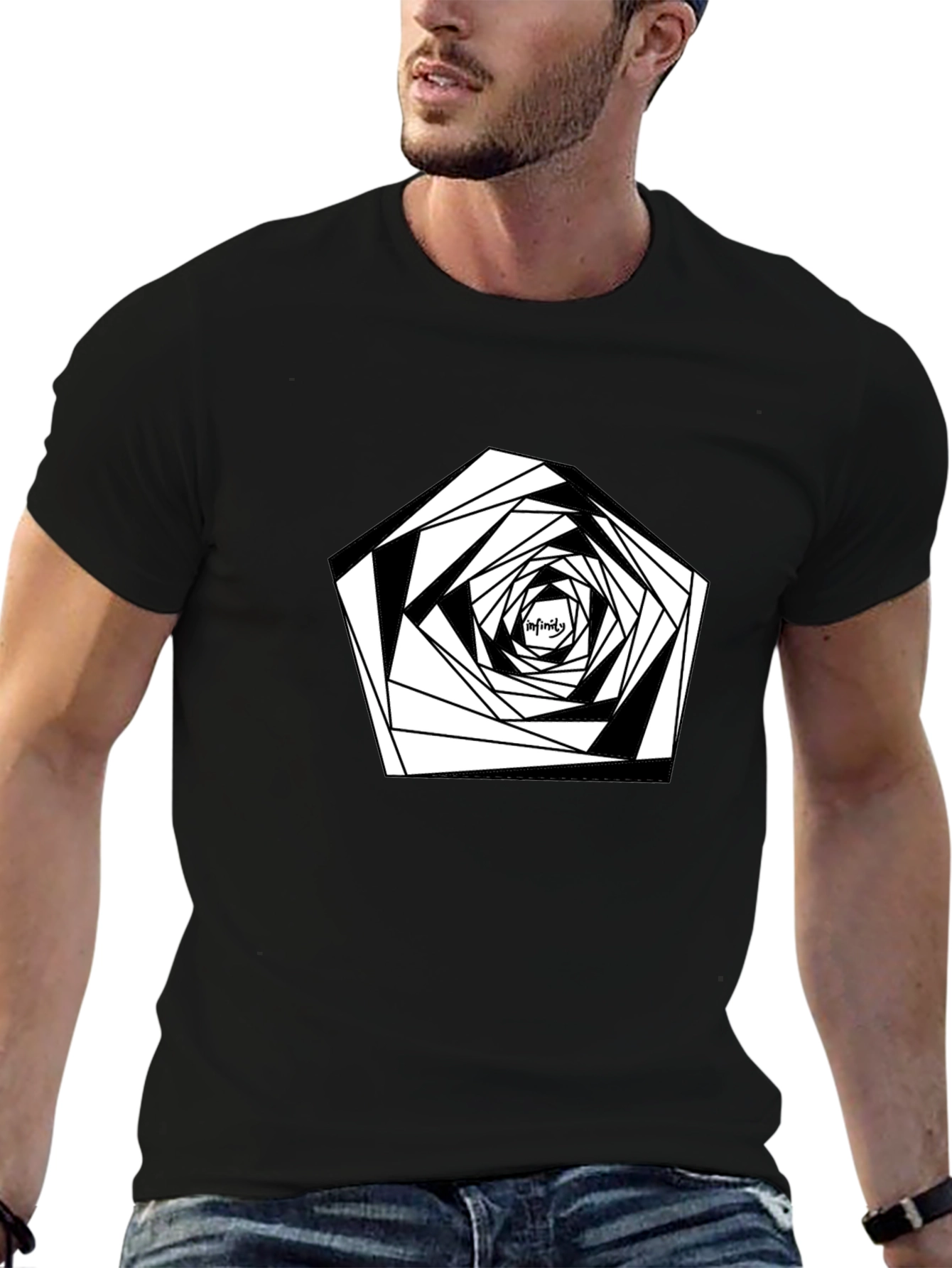 Infinity Geometric Design Black T-Shirt