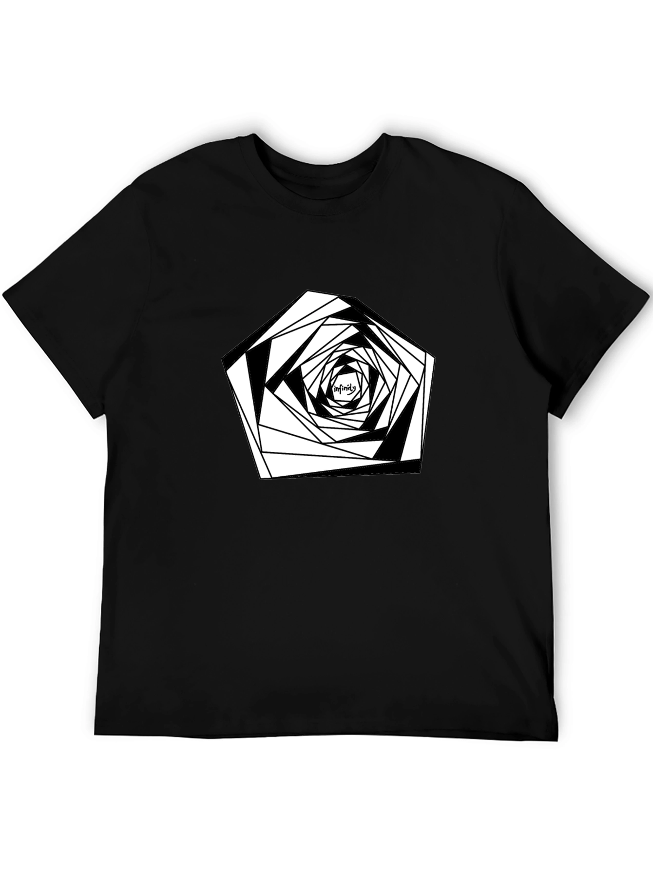 Infinity Geometric Design Black T-Shirt