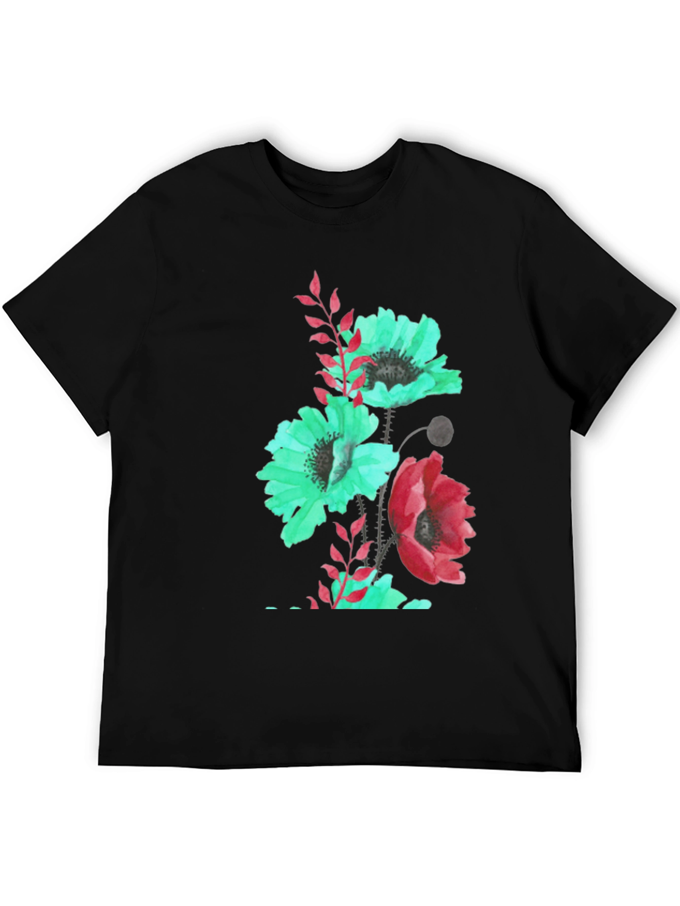 Floral Print Black T-Shirt