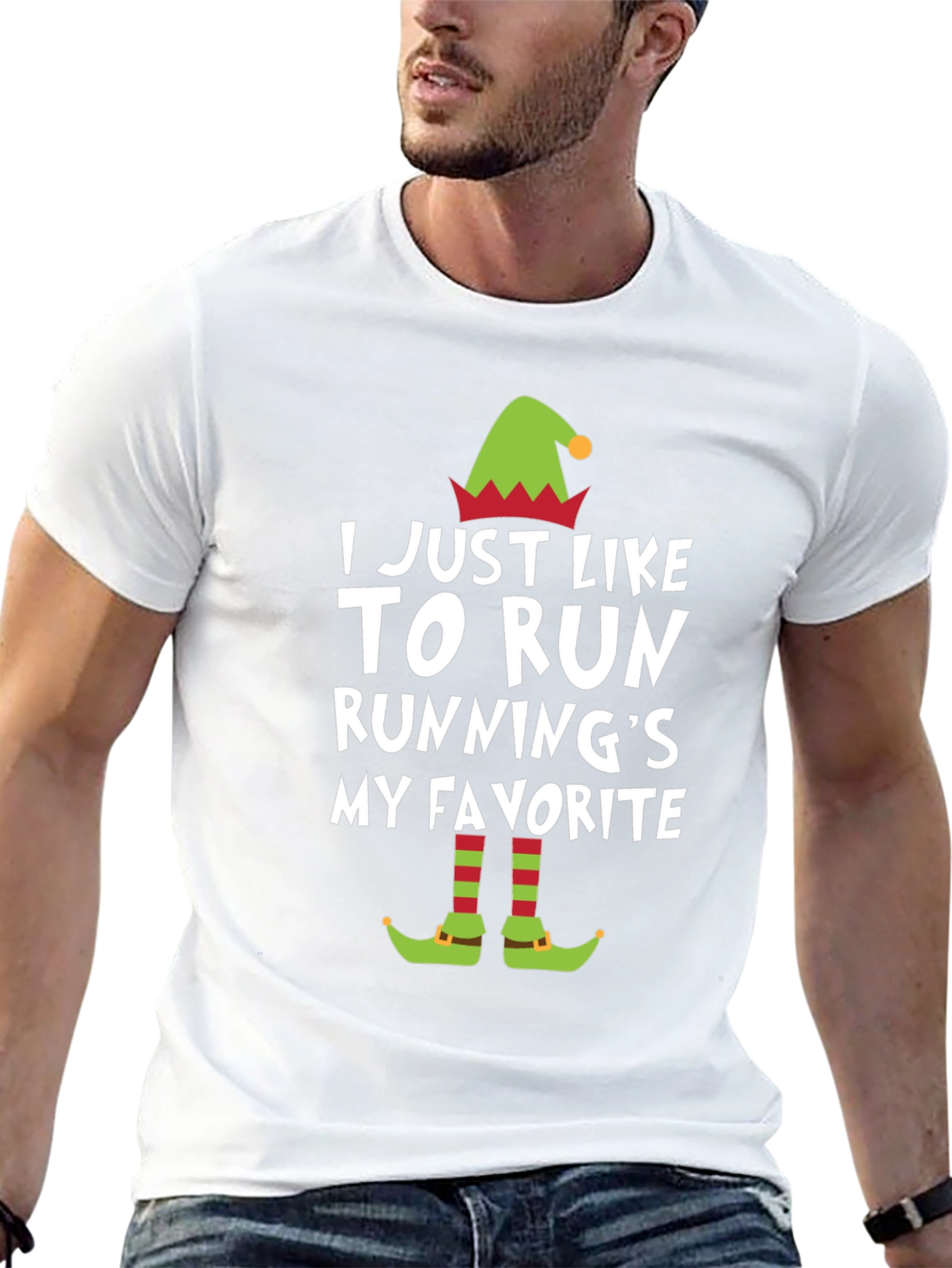 Funny Running Elf Christmas T-Shirt