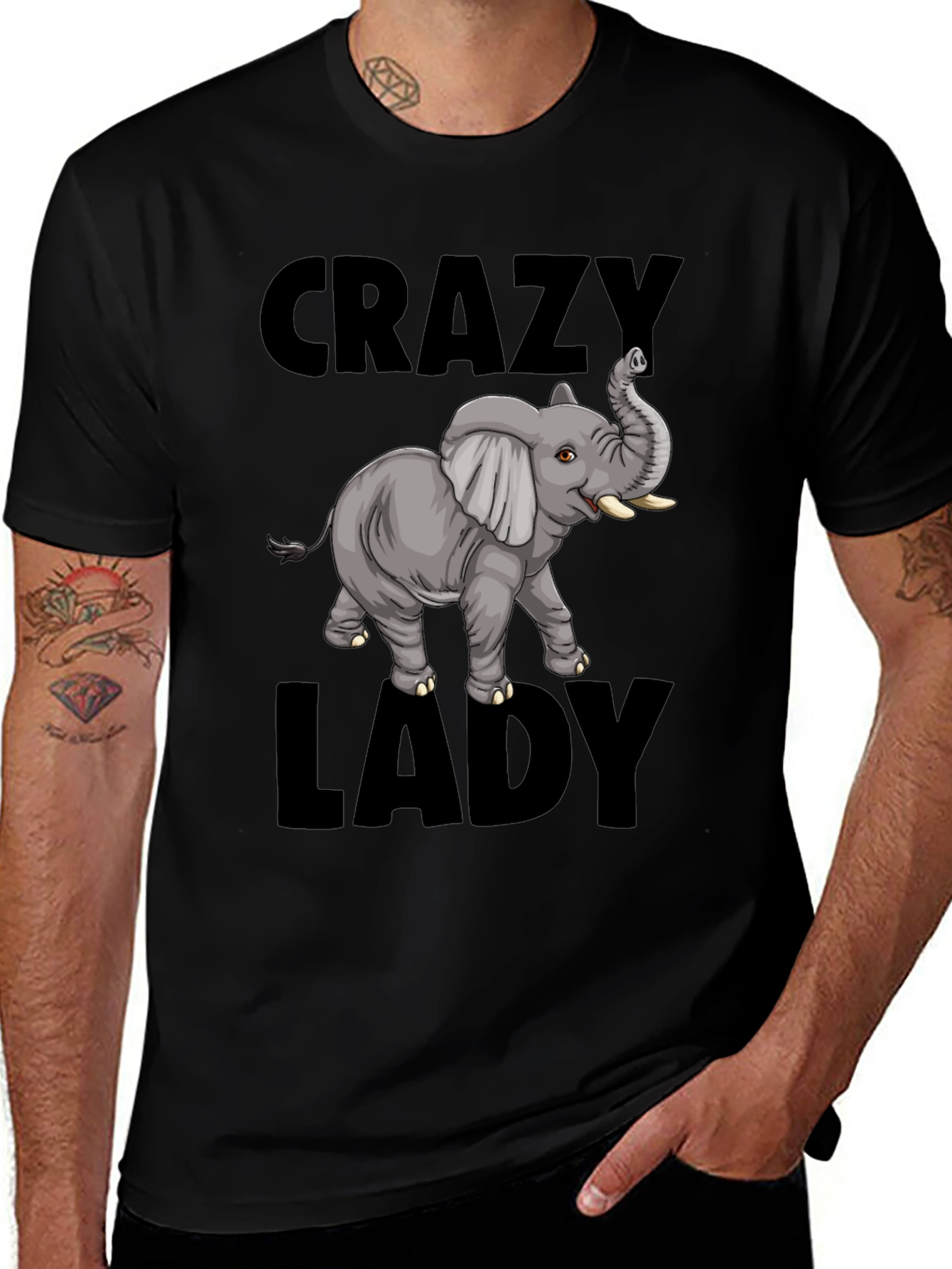 Crazy Elephant Lady T-Shirt - Fun Animal Graphic Tee