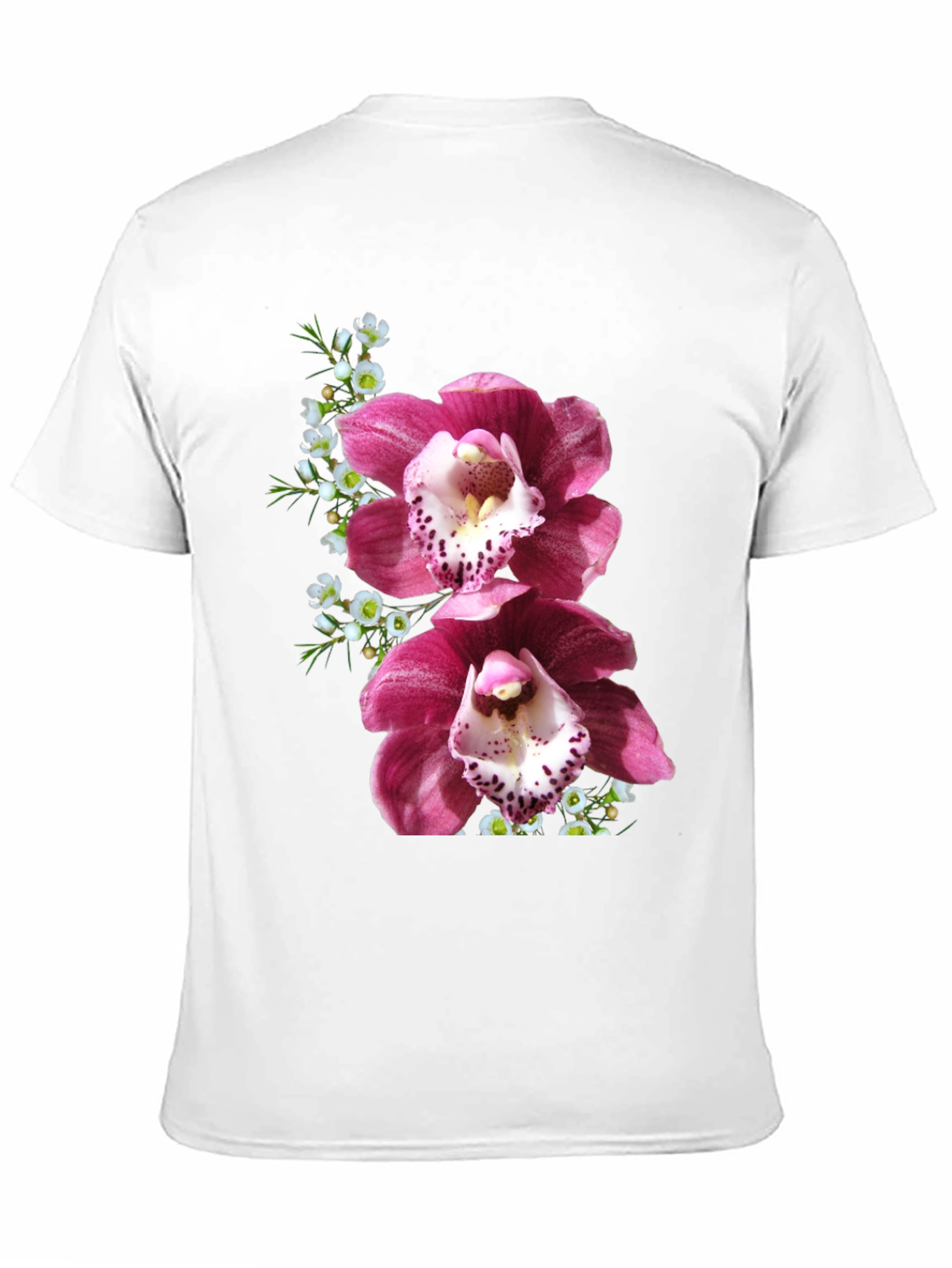 Floral Orchid Print Black T-Shirt