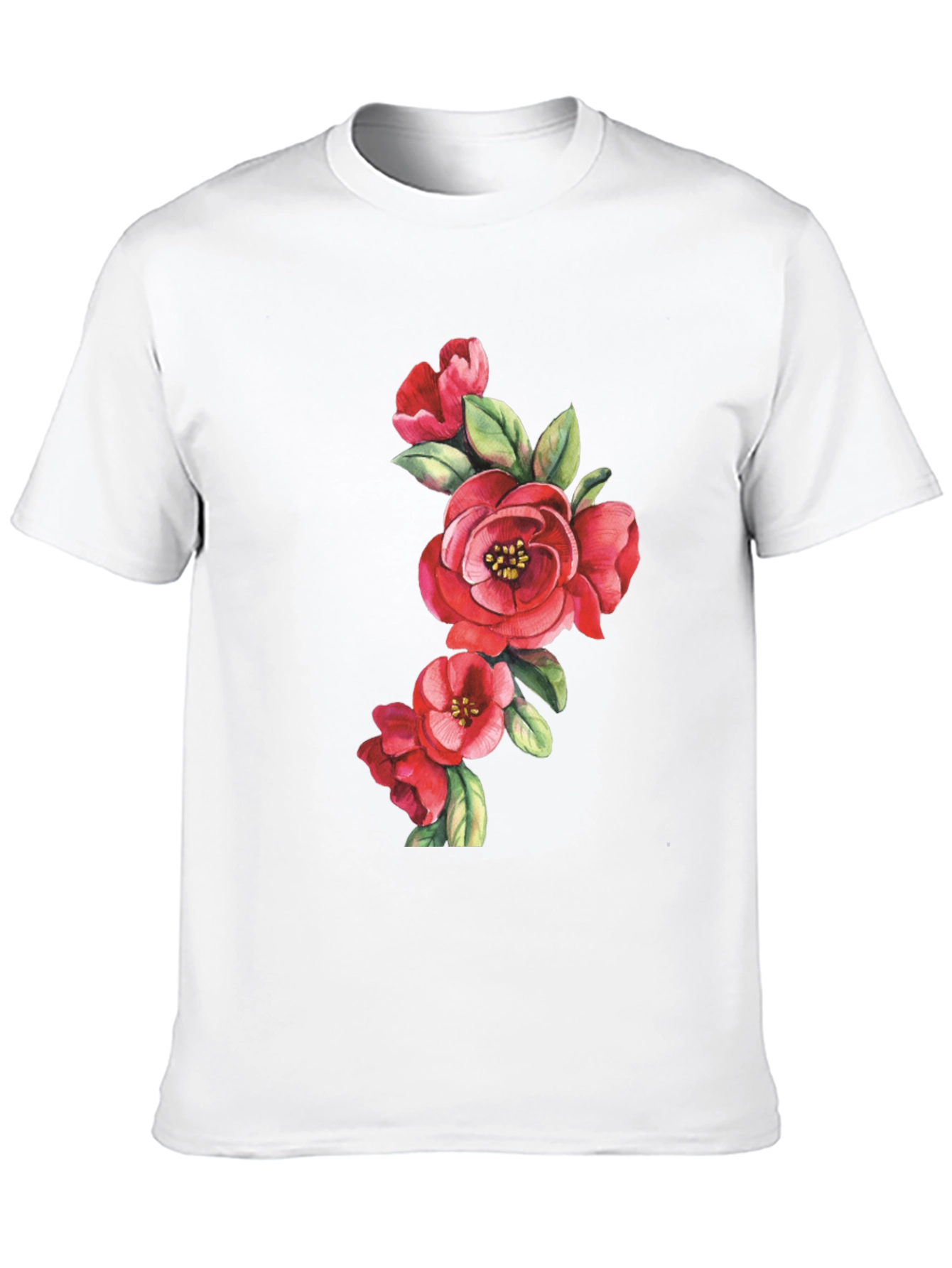 Floral Print Black Casual T-Shirt