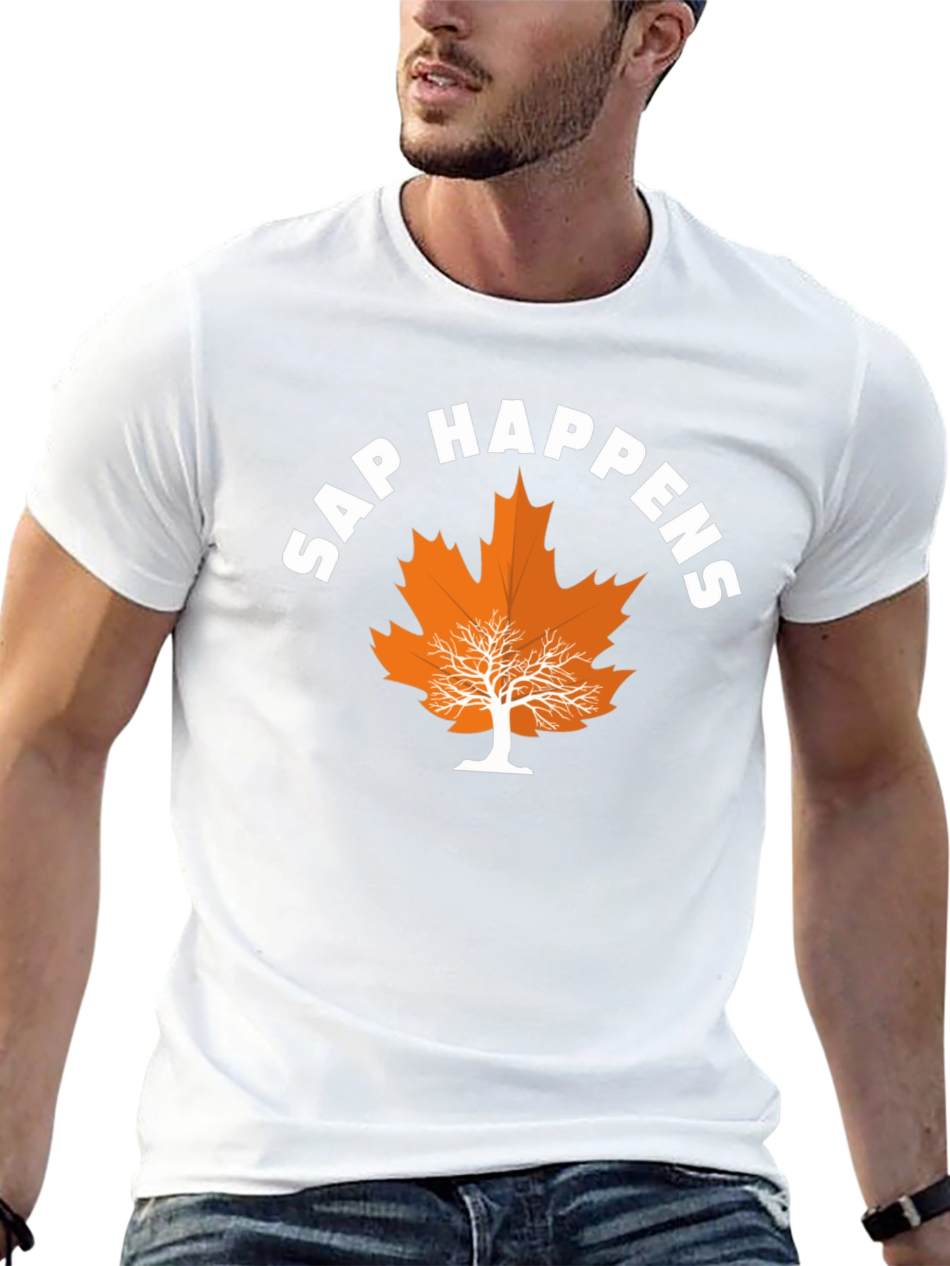 Sap Happens Graphic T-Shirt - Funny Maple Leaf Tee