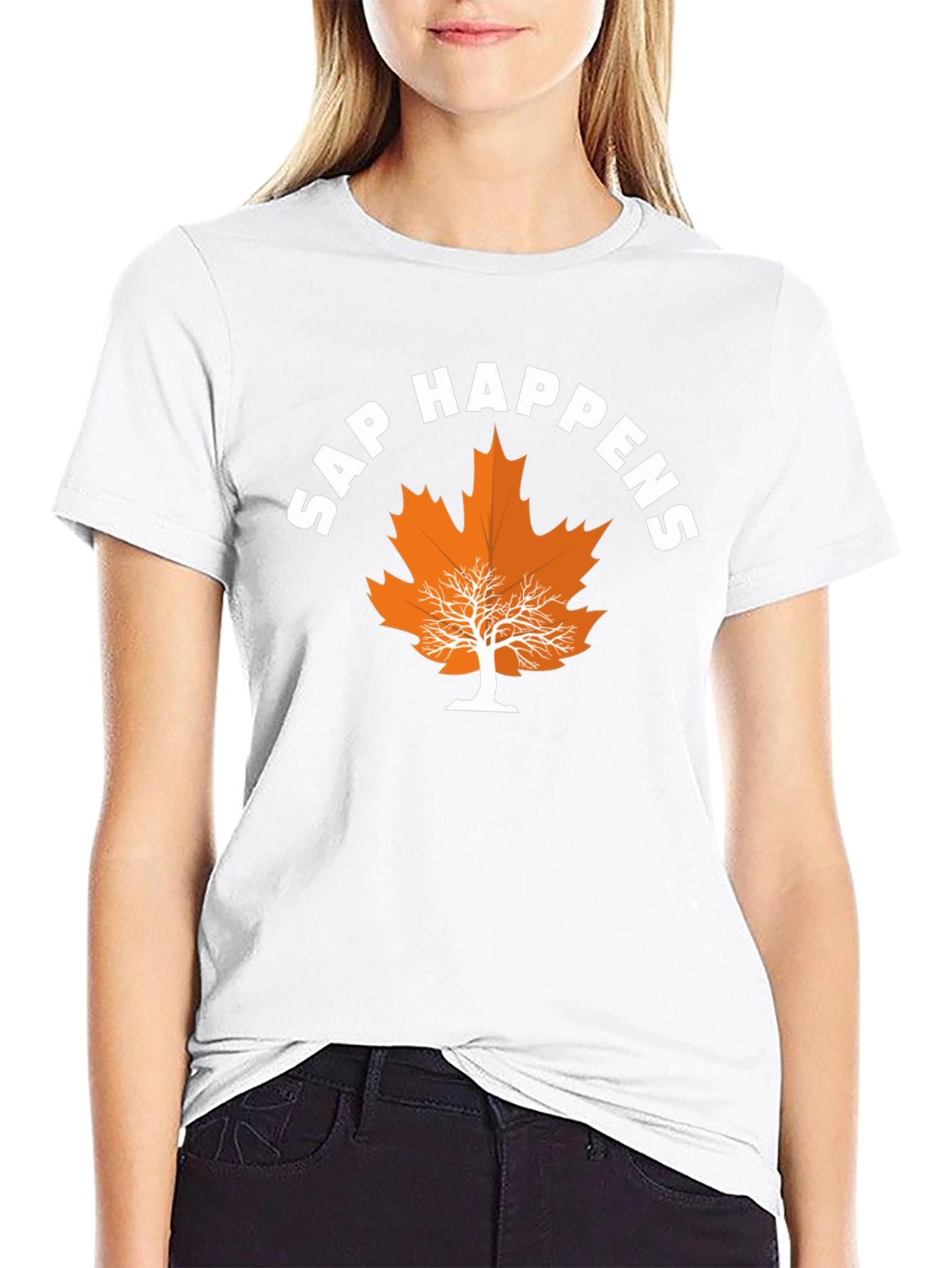 Sap Happens Graphic T-Shirt - Funny Maple Leaf Tee