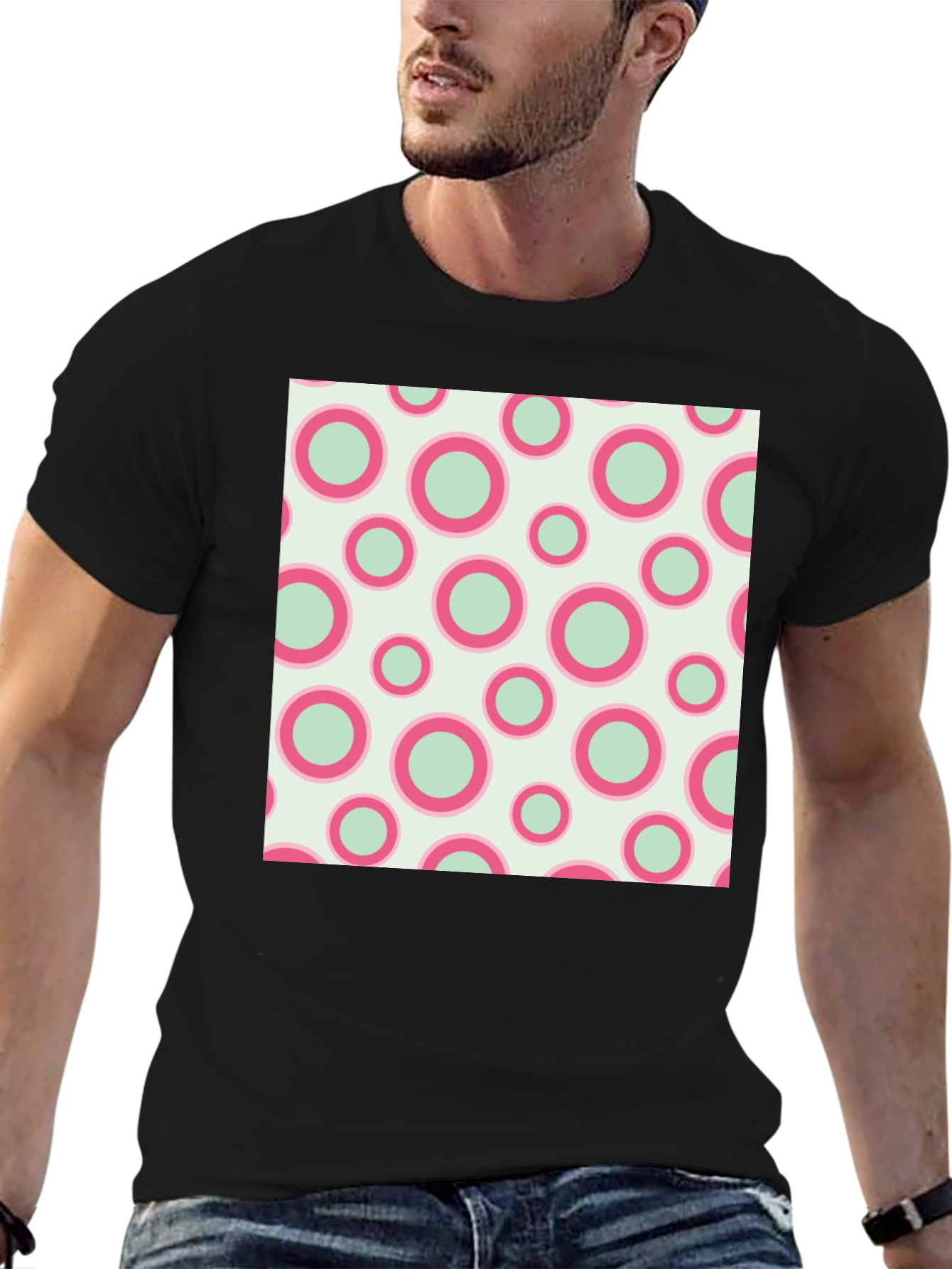 Retro Circle Pattern Tee - Stylish Casual Wear