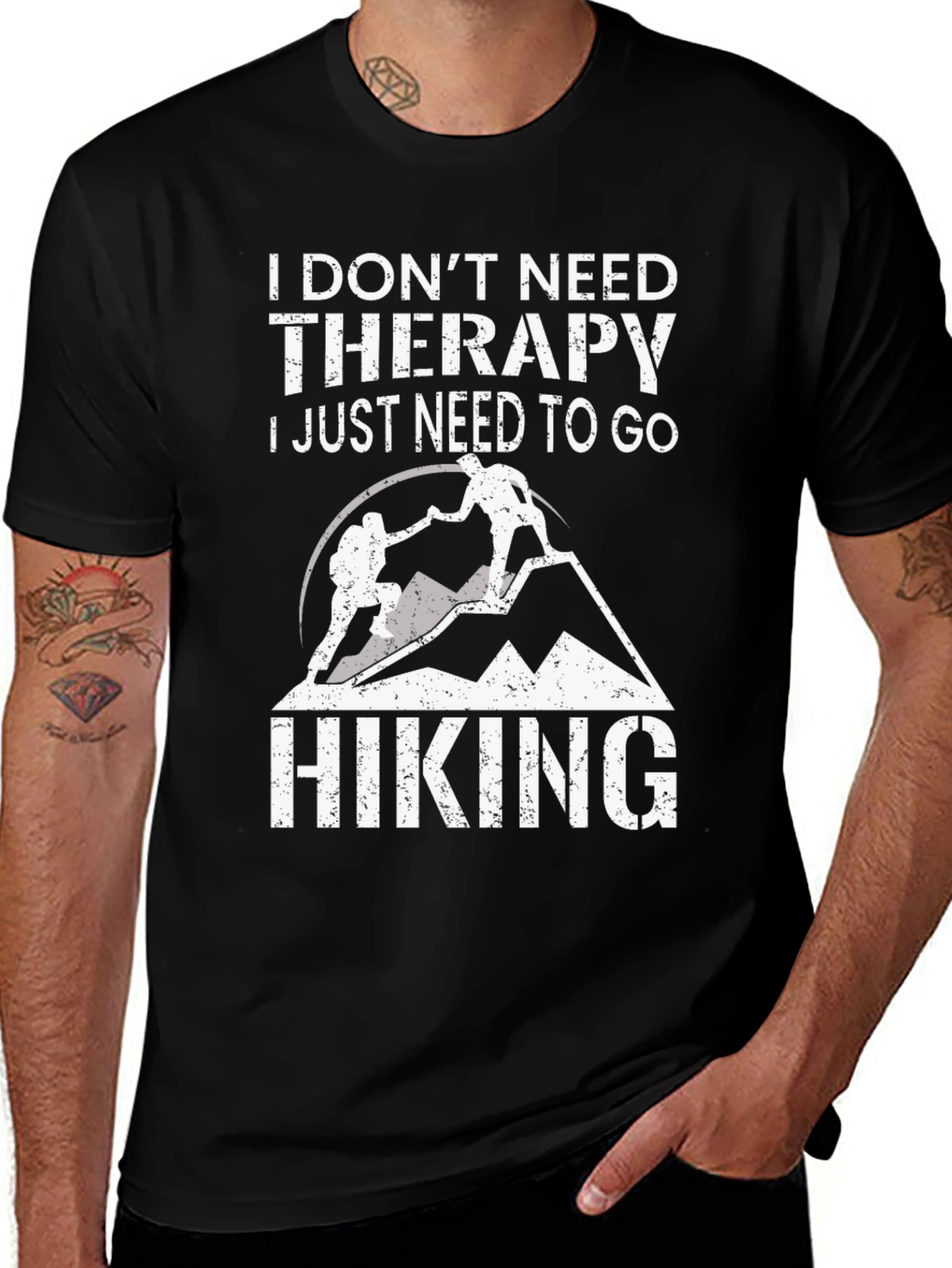 Hiking Therapy Graphic Tee - Black