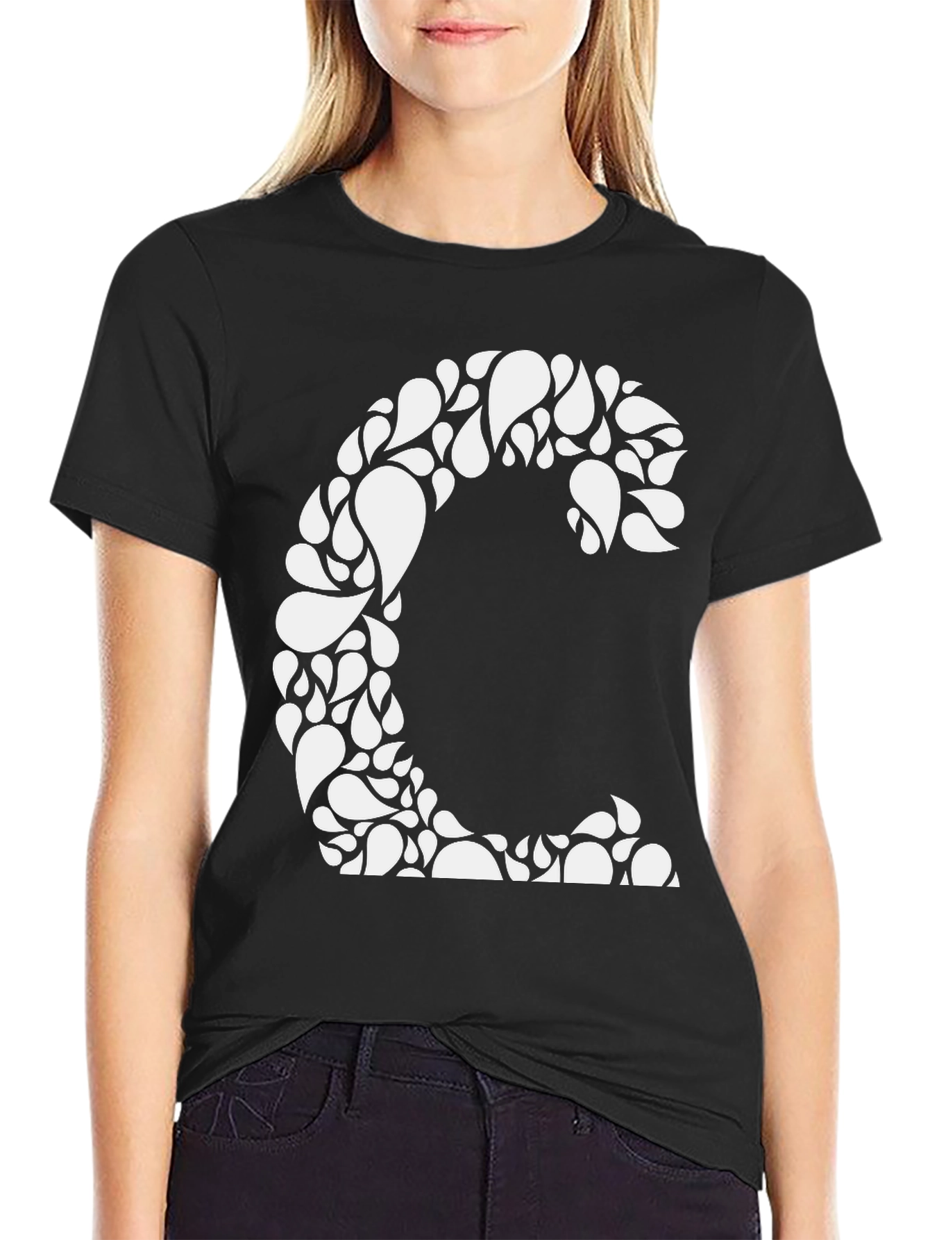 Abstract Floral Letter C Graphic Tee
