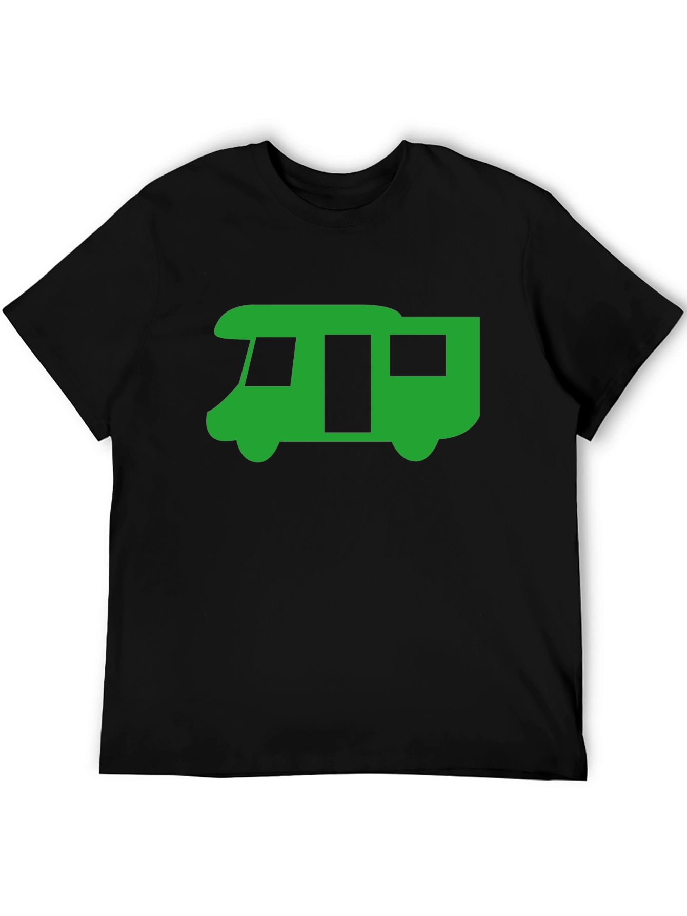 Green RV Graphic Tee - Black Casual T-Shirt