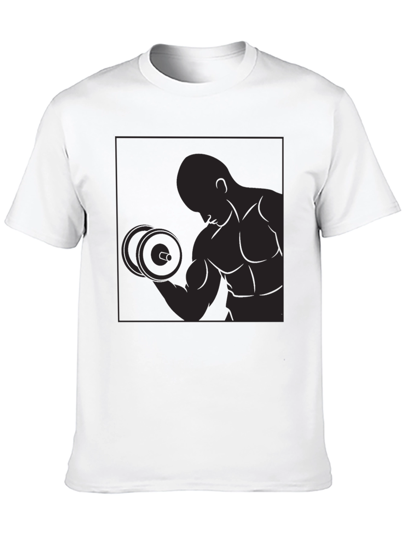 Black Graphic Tee - Bodybuilder Silhouette