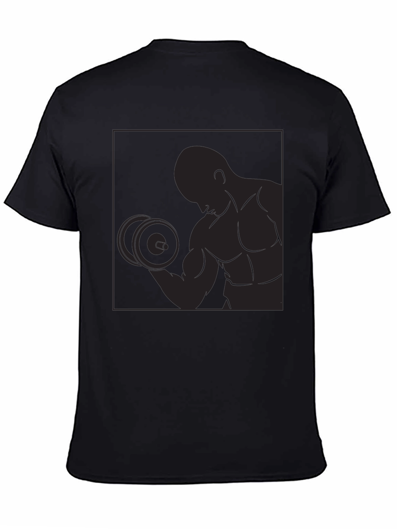 Black Graphic Tee - Bodybuilder Silhouette