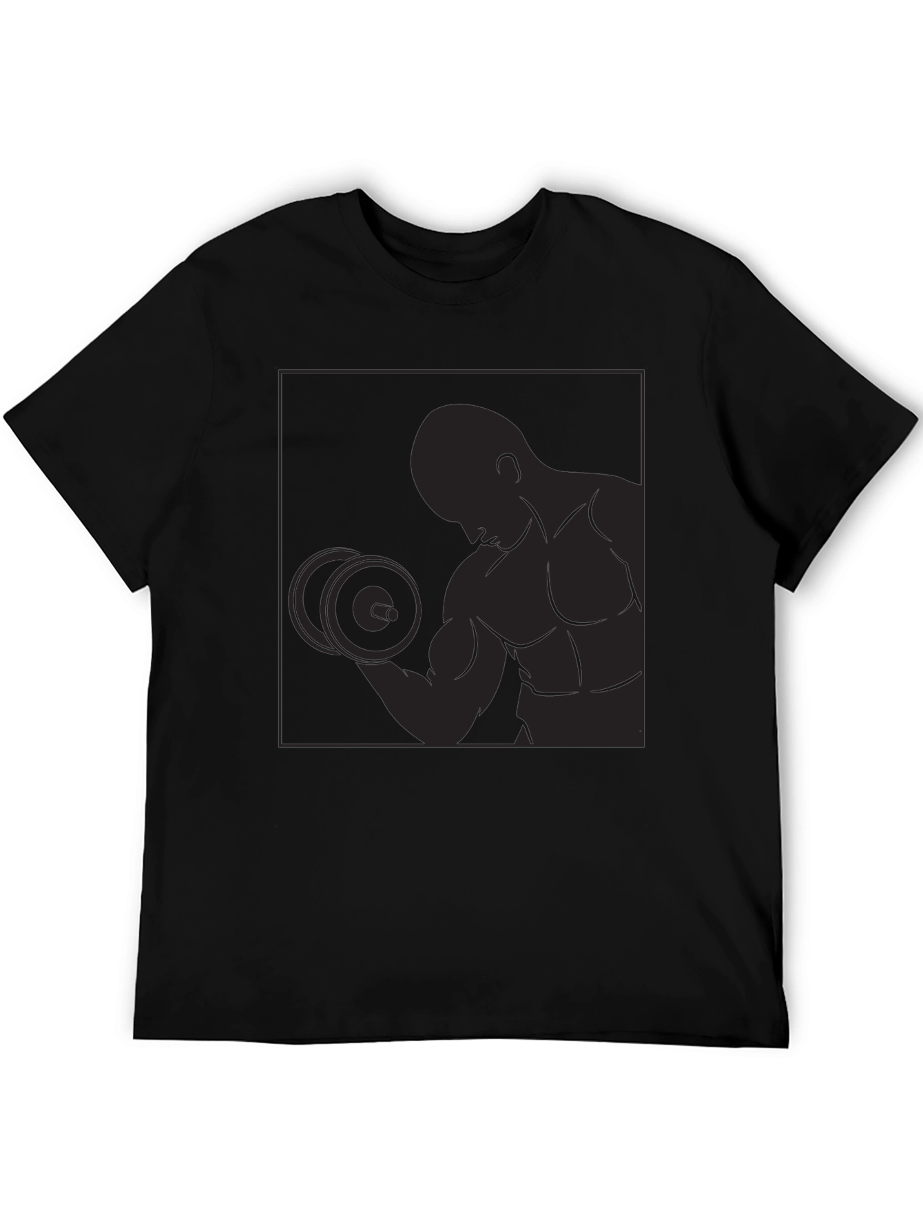 Black Graphic Tee - Bodybuilder Silhouette