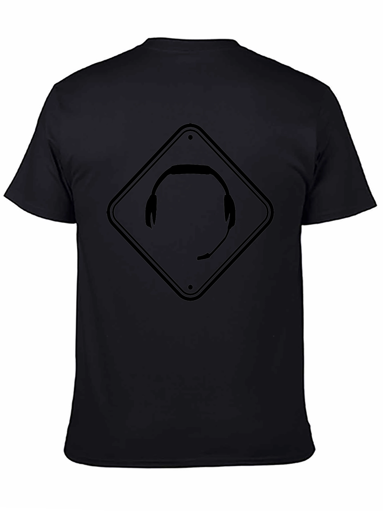 Gamer Headset Caution Sign Black T-Shirt