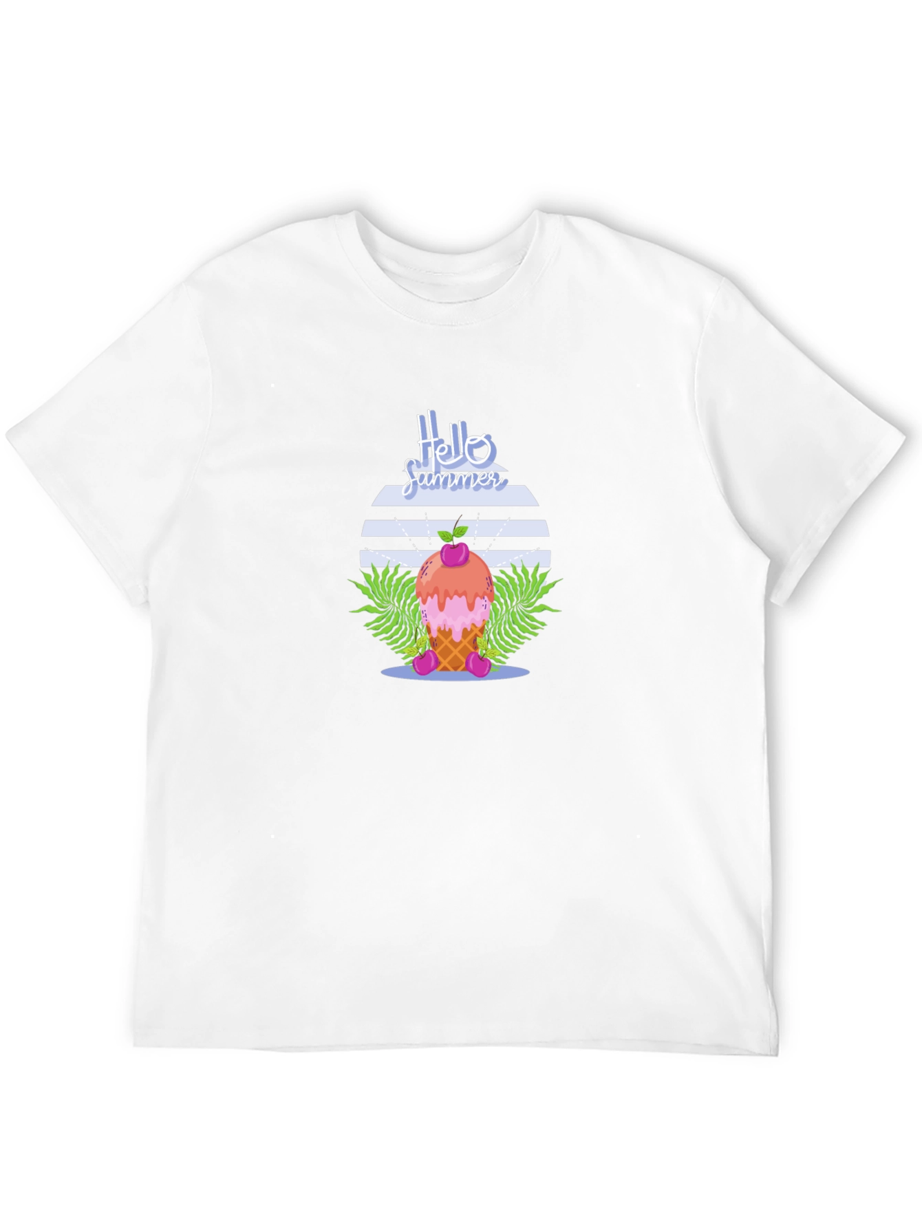 Hello Summer Ice Cream Cone Graphic T-Shirt