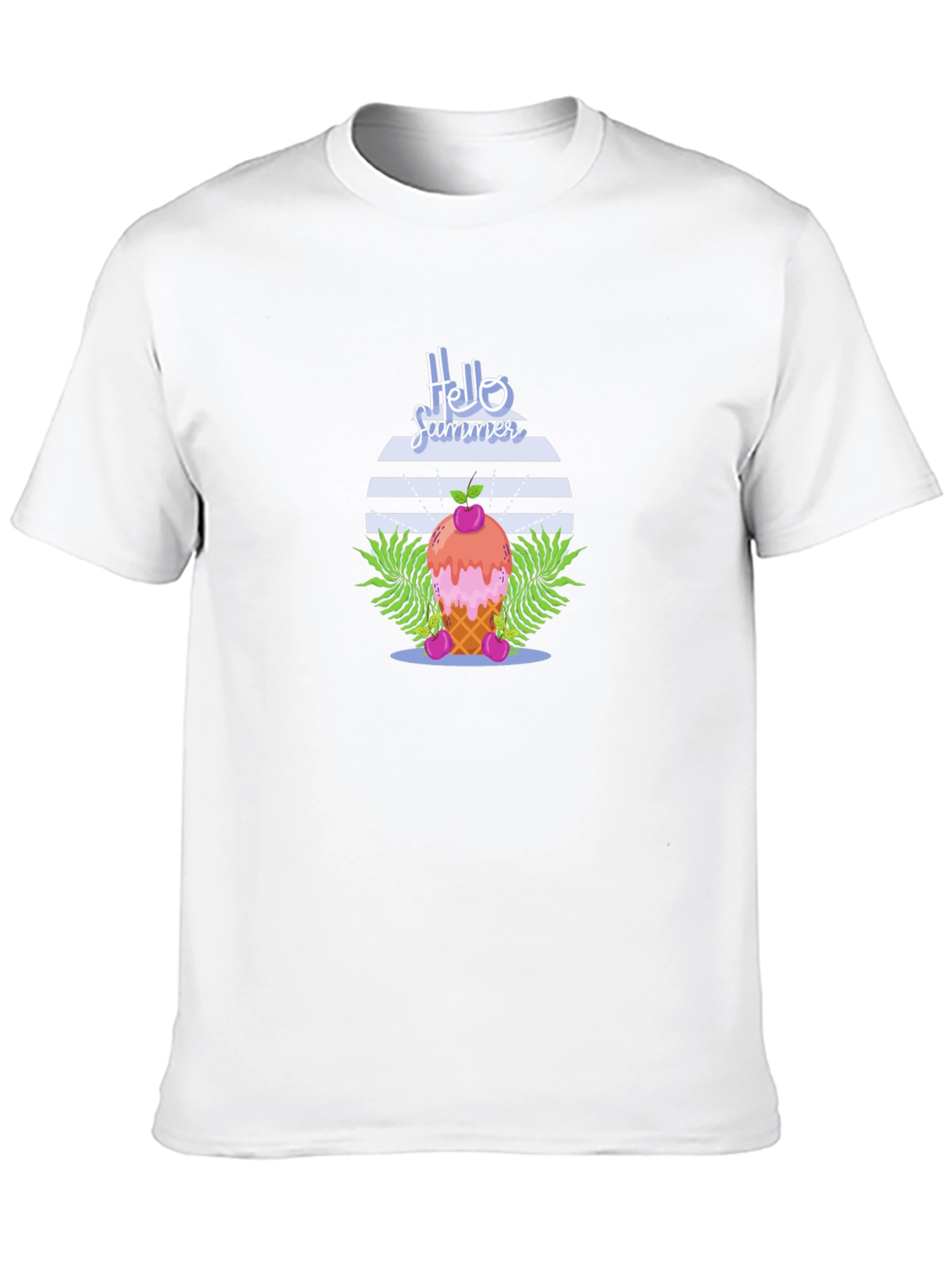 Hello Summer Ice Cream Cone Graphic T-Shirt