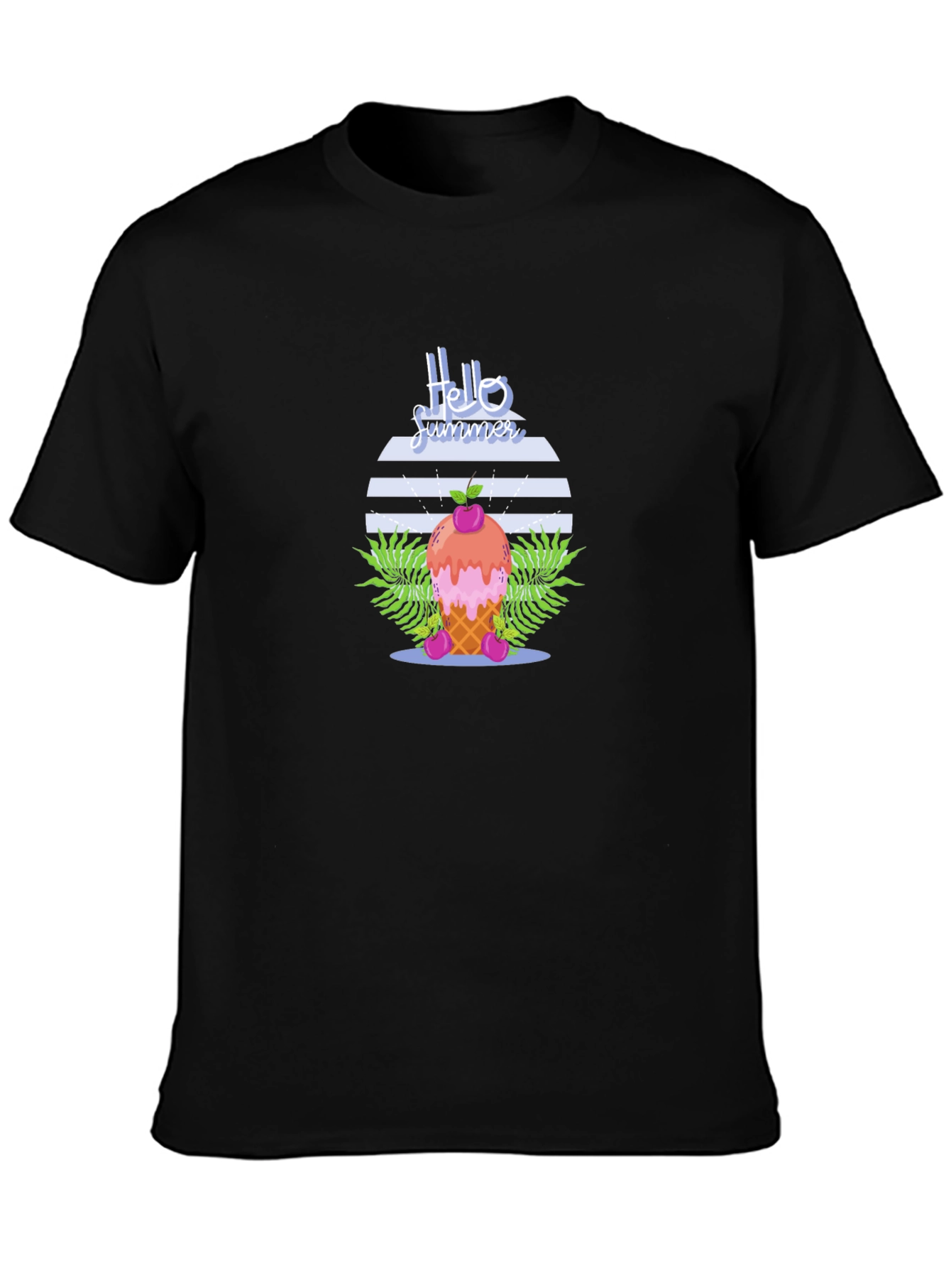 Hello Summer Ice Cream Cone Graphic T-Shirt