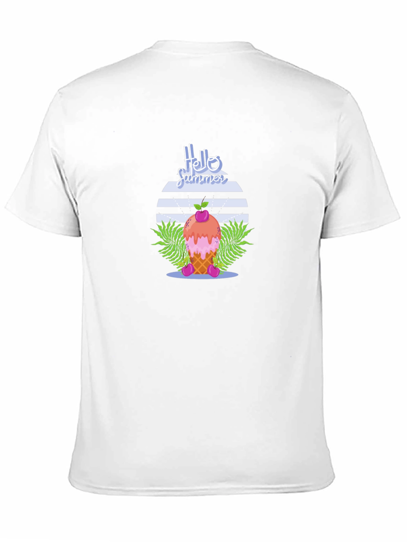 Hello Summer Ice Cream Cone Graphic T-Shirt
