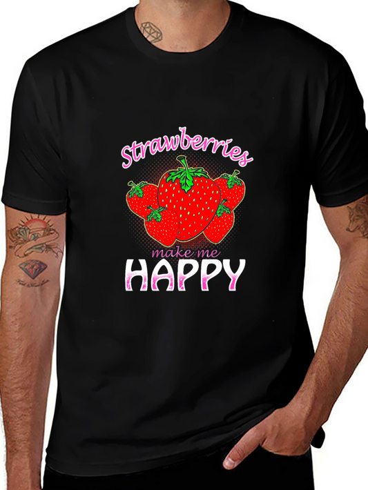 Strawberry Make Me Happy Graphic T-Shirt