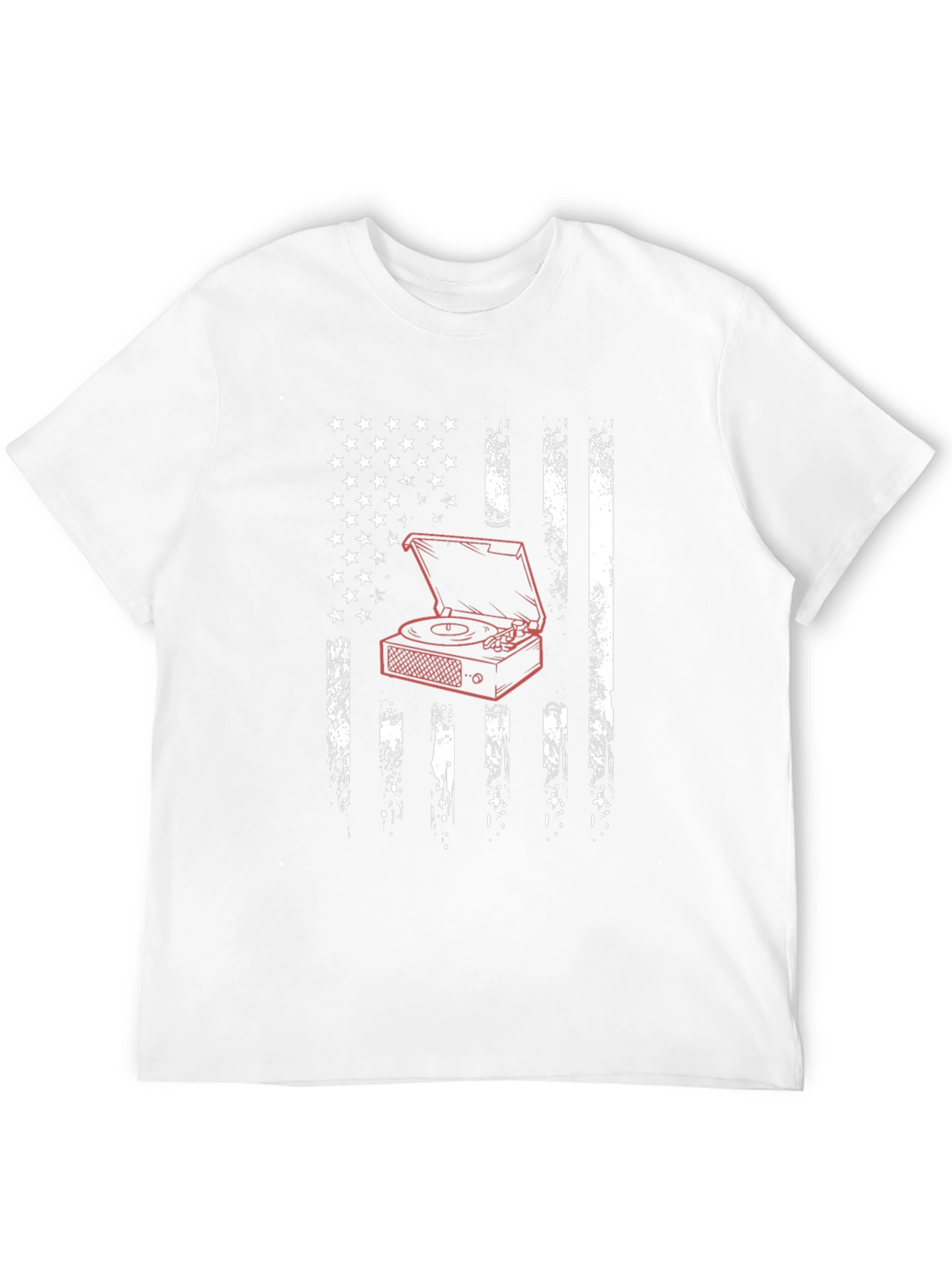 USA Flag Turntable Graphic Tee - Black Cotton