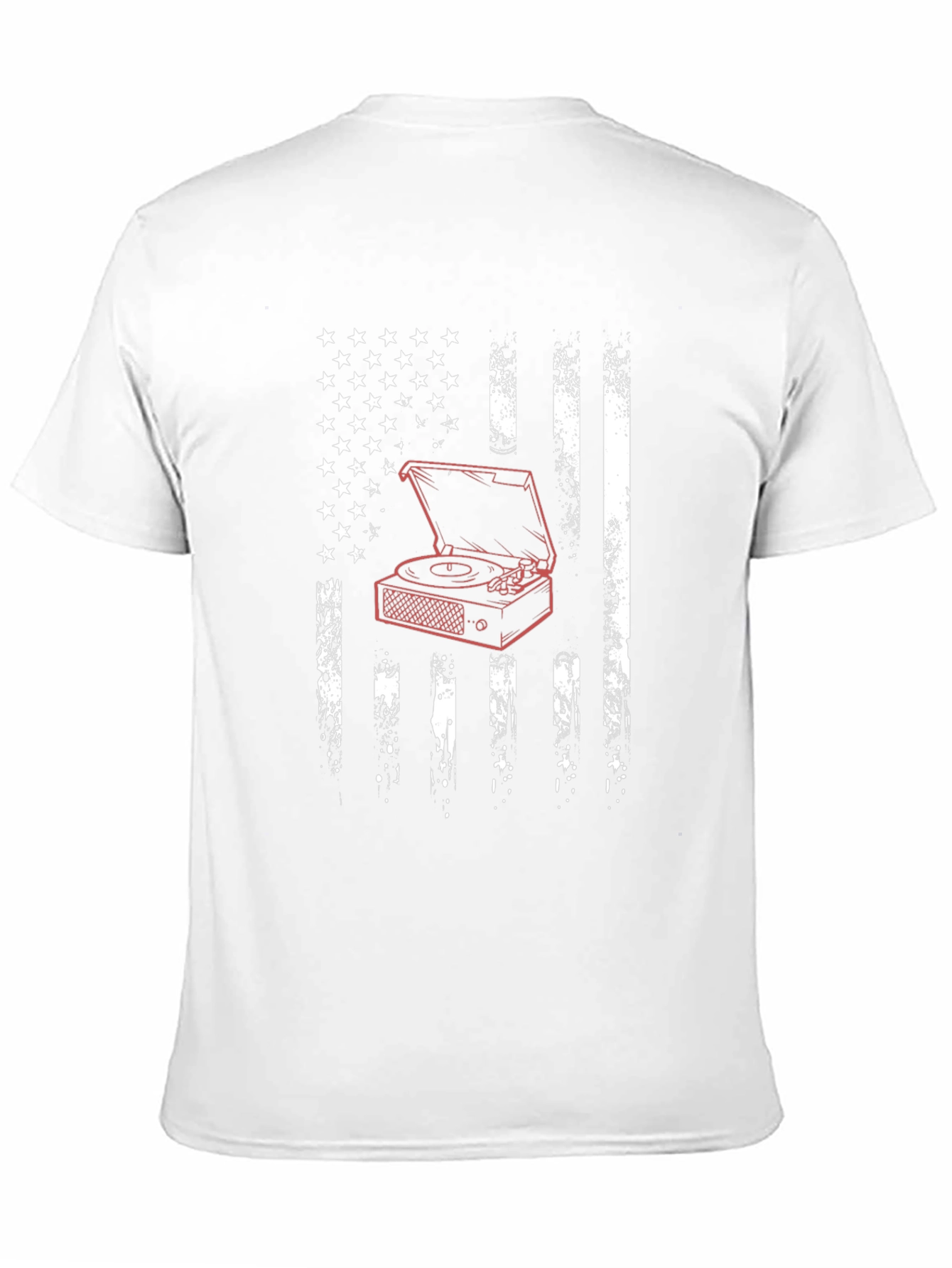 USA Flag Turntable Graphic Tee - Black Cotton