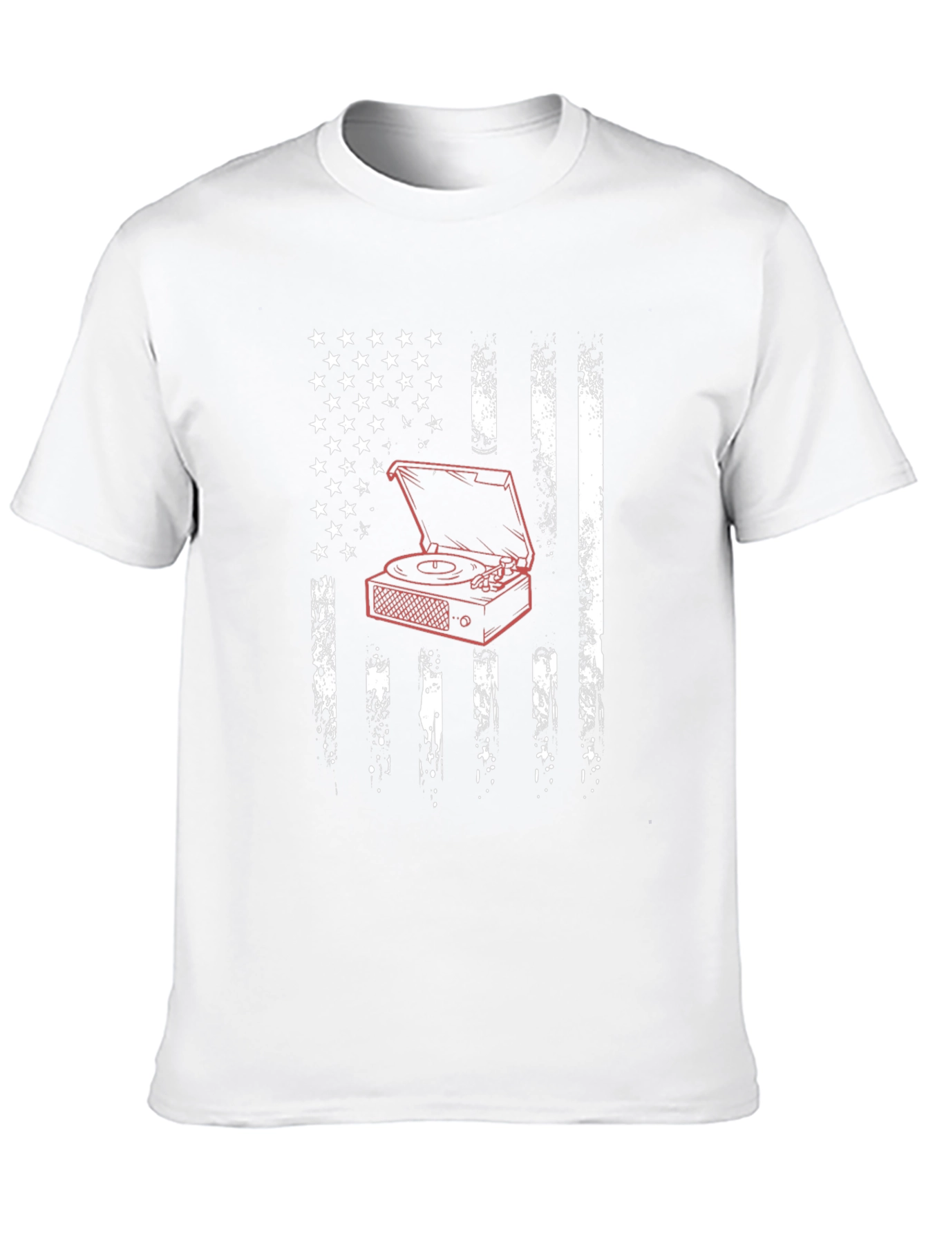 USA Flag Turntable Graphic Tee - Black Cotton