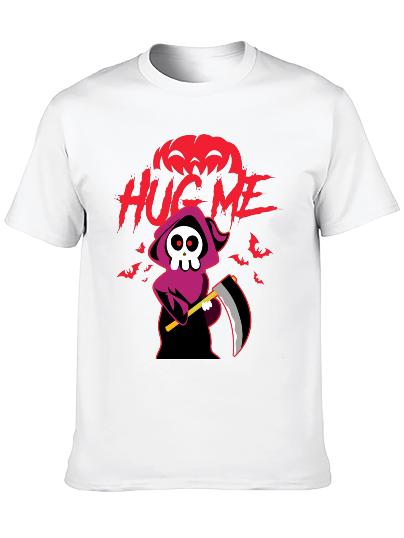 Halloween Grim Reaper Hug Me Black Graphic T-Shirt