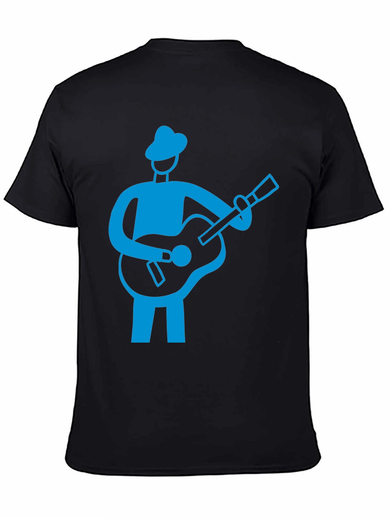 Guitar Player Graphic Tee - Black Cotton Shirt