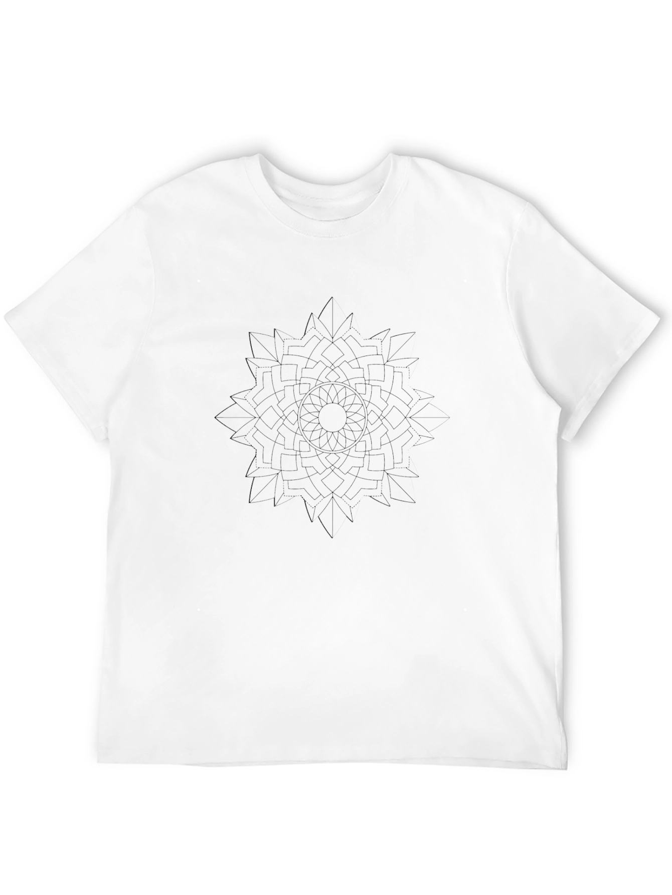 Black T-Shirt with Geometric Mandala Design