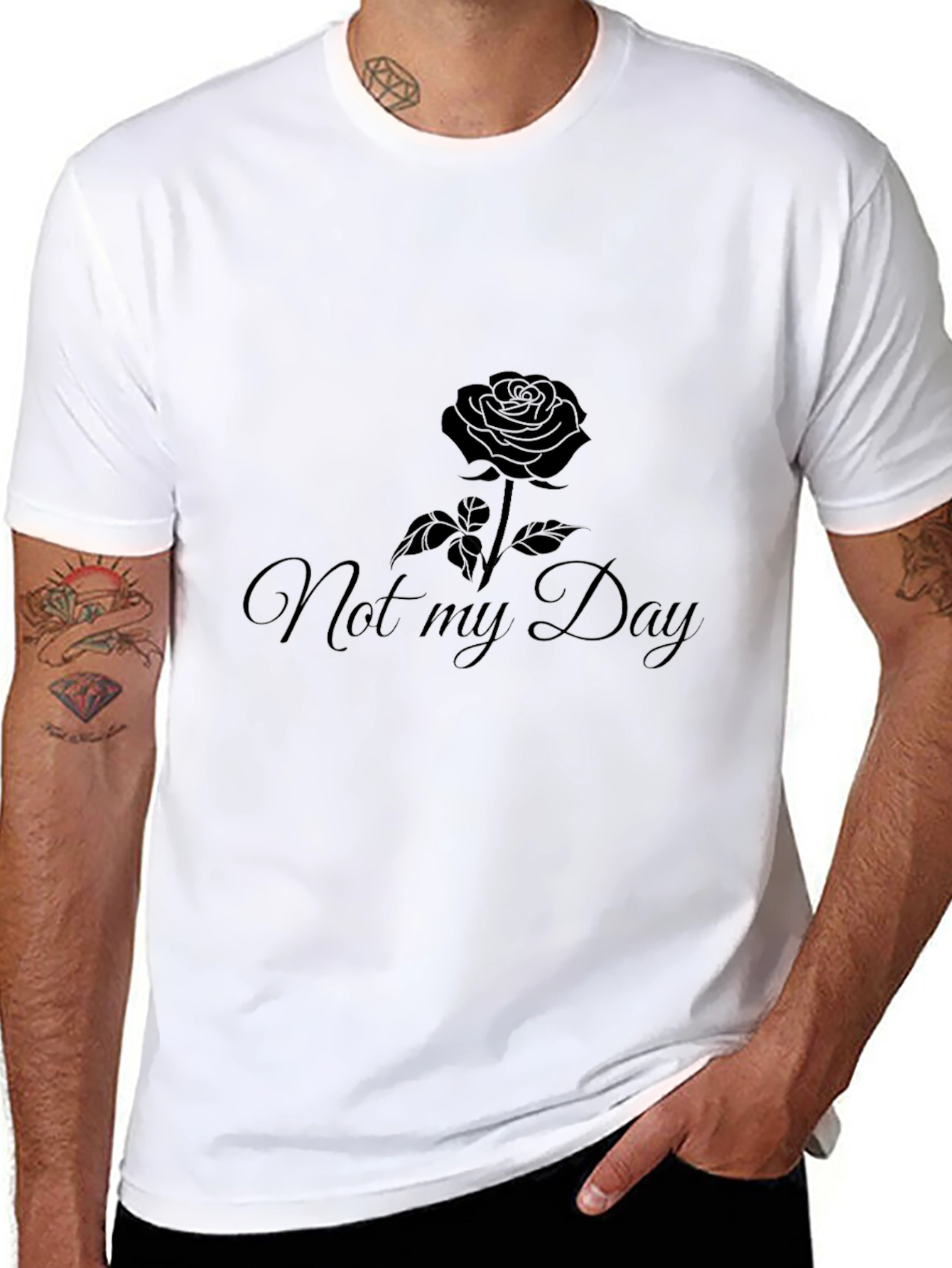 Not My Day Rose Graphic Black T-Shirt