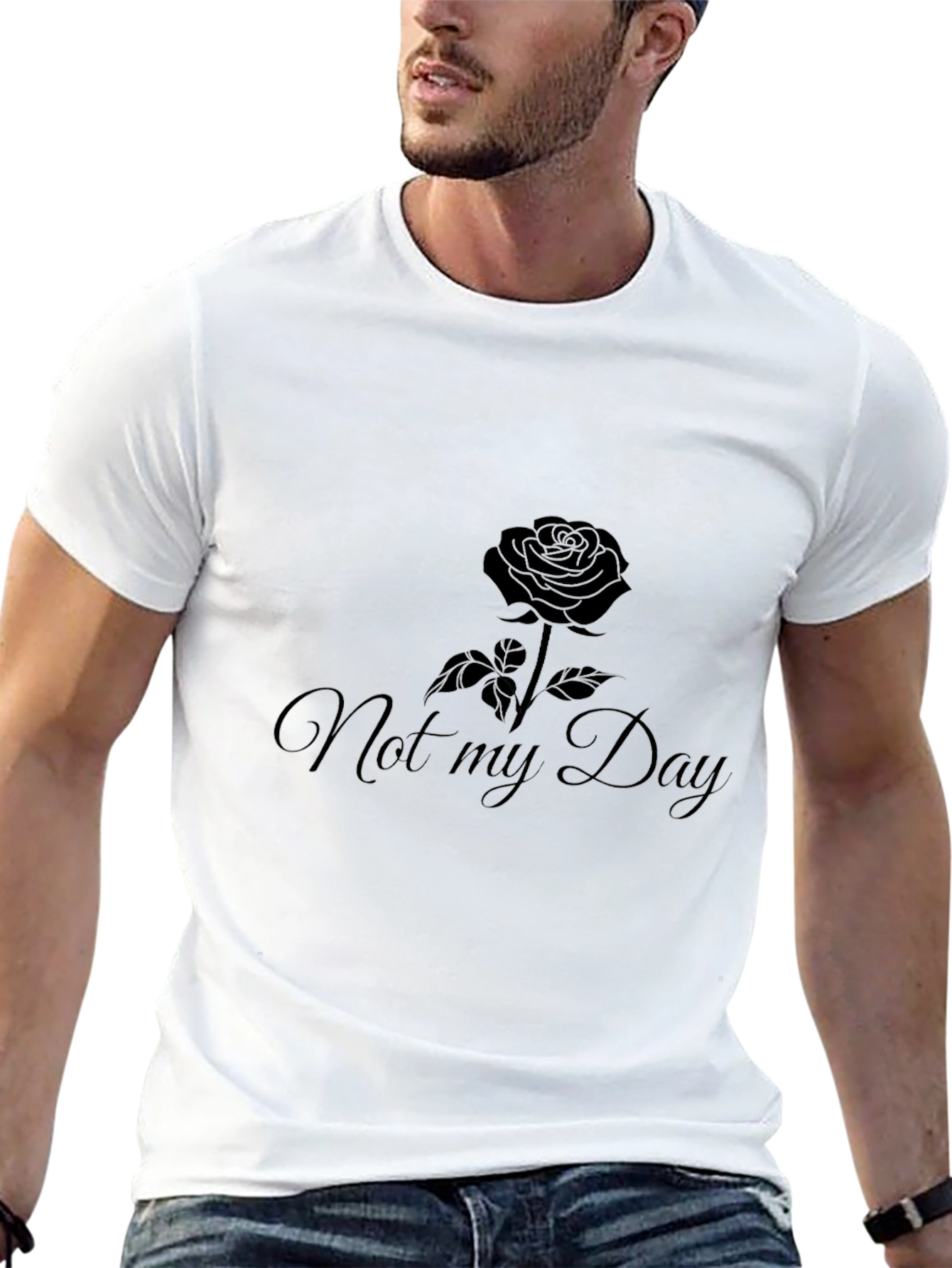 Not My Day Rose Graphic Black T-Shirt