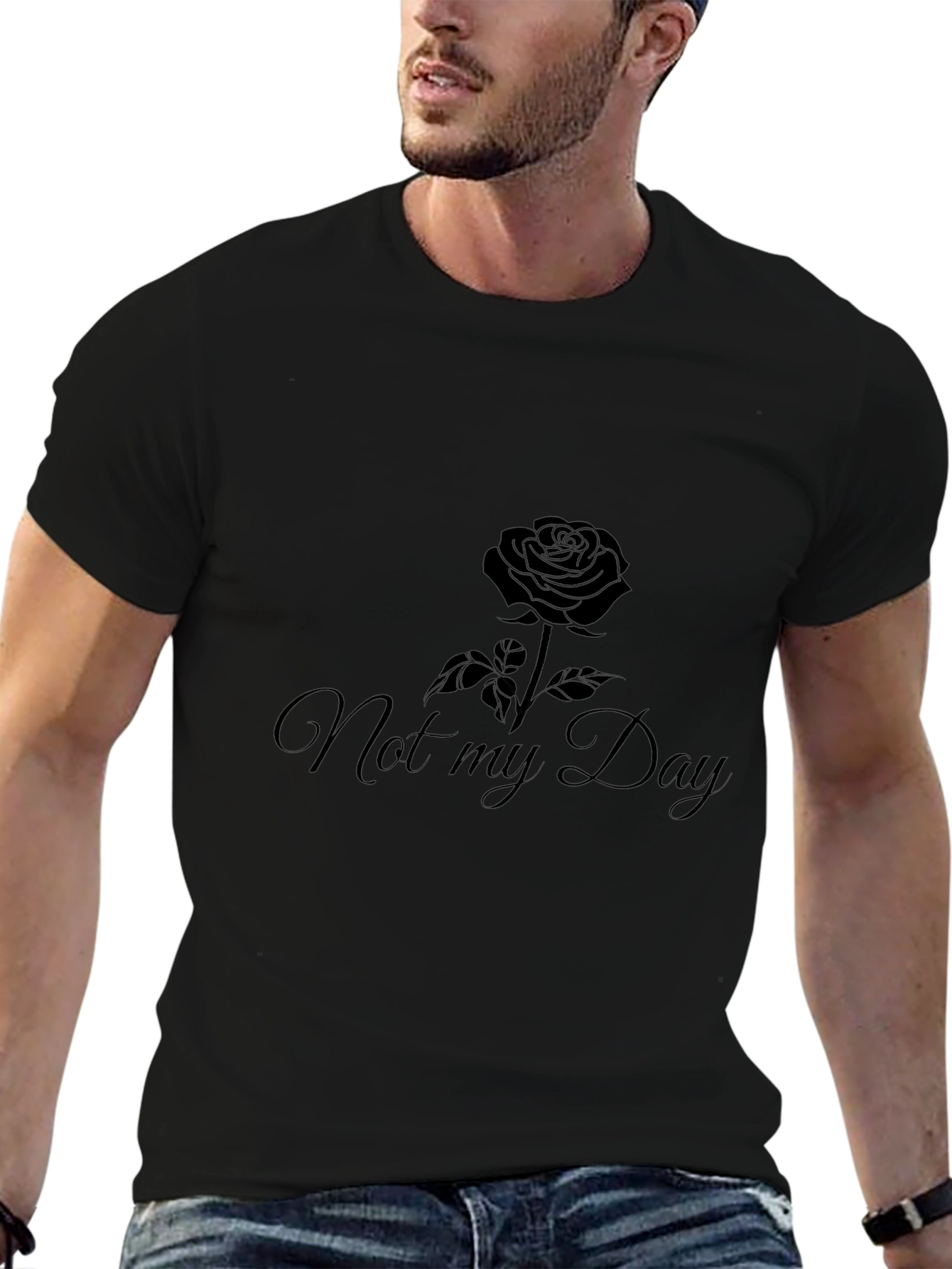 Not My Day Rose Graphic Black T-Shirt
