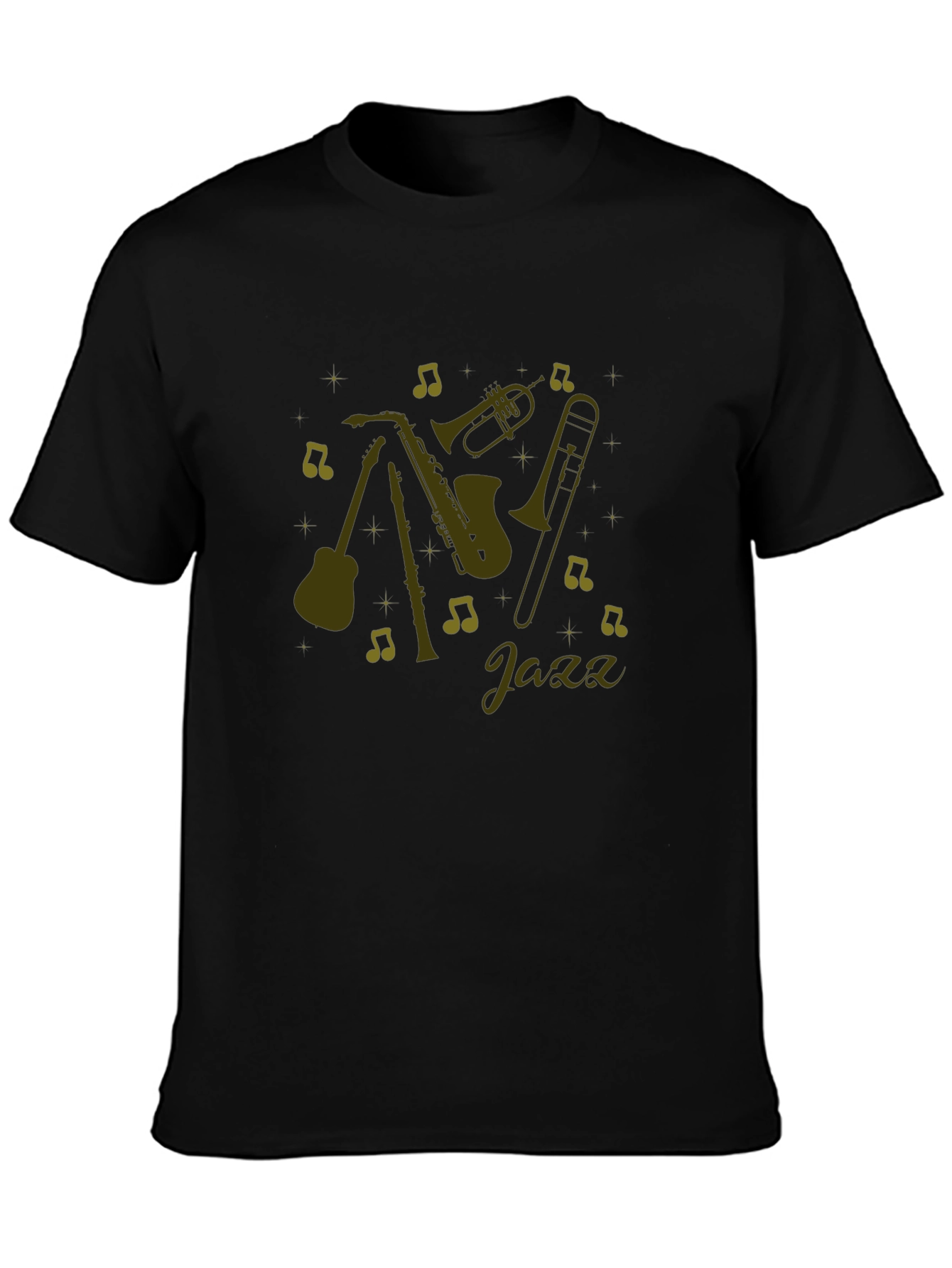 Jazz Music Instrument Graphic Black T-Shirt