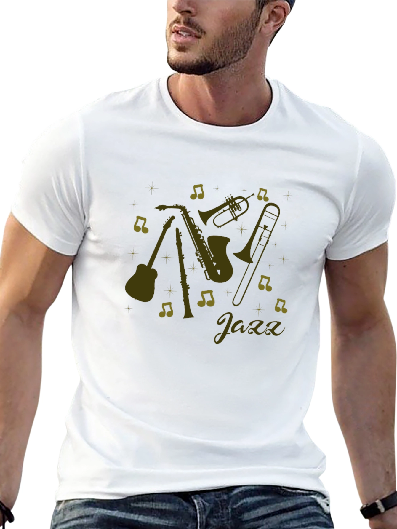 Jazz Music Instrument Graphic Black T-Shirt