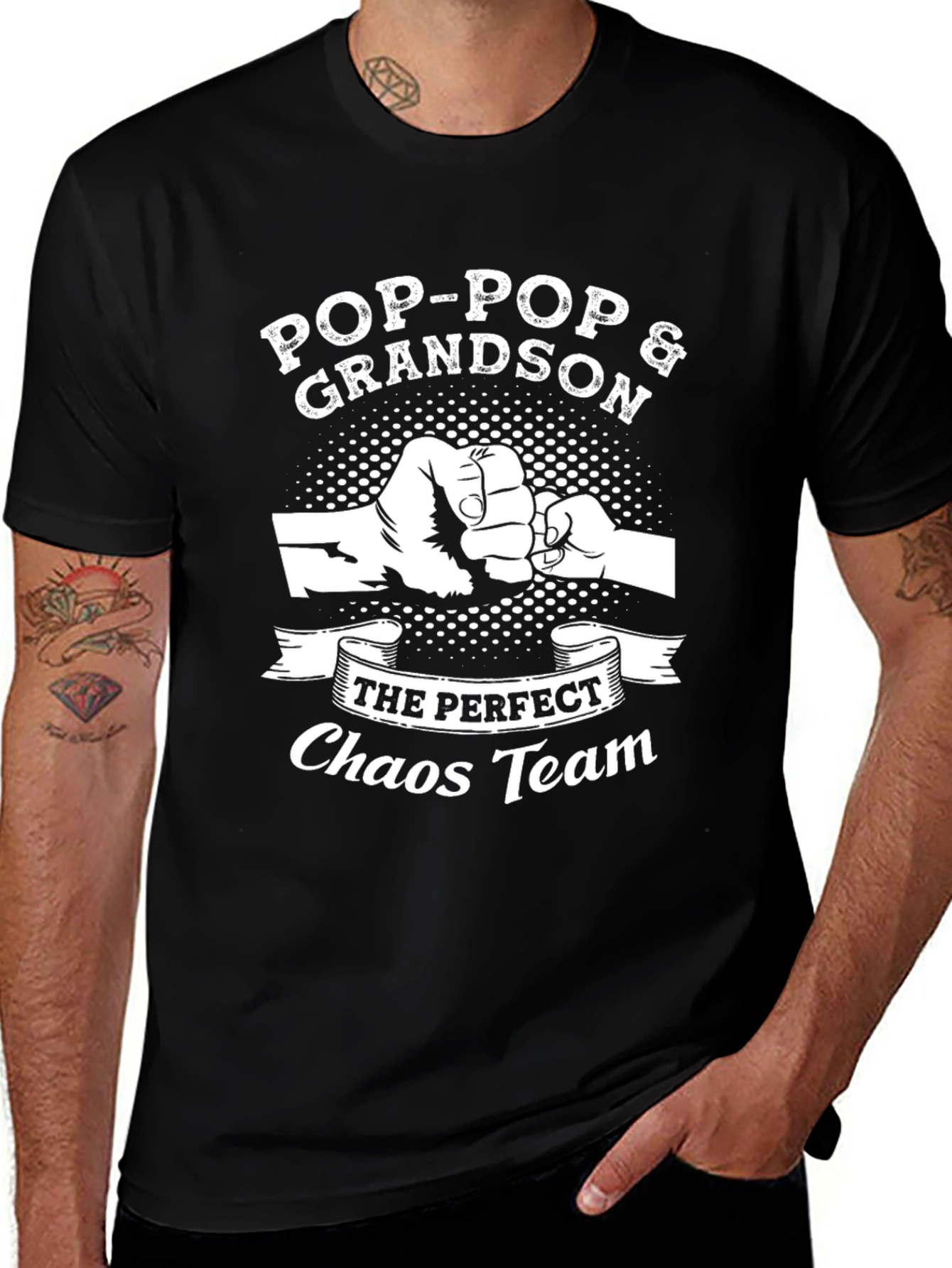 Pop-Pop & Grandson Chaos Team Black T-Shirt