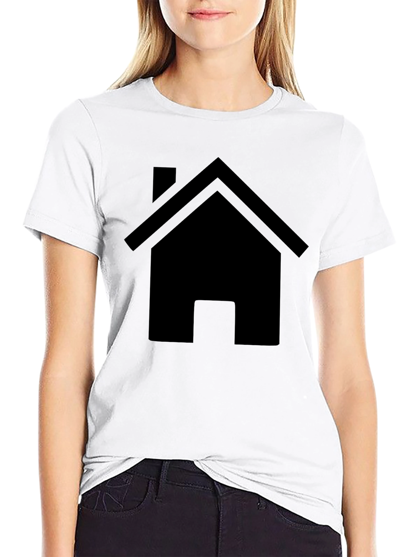 Minimalist House Graphic Tee - Black