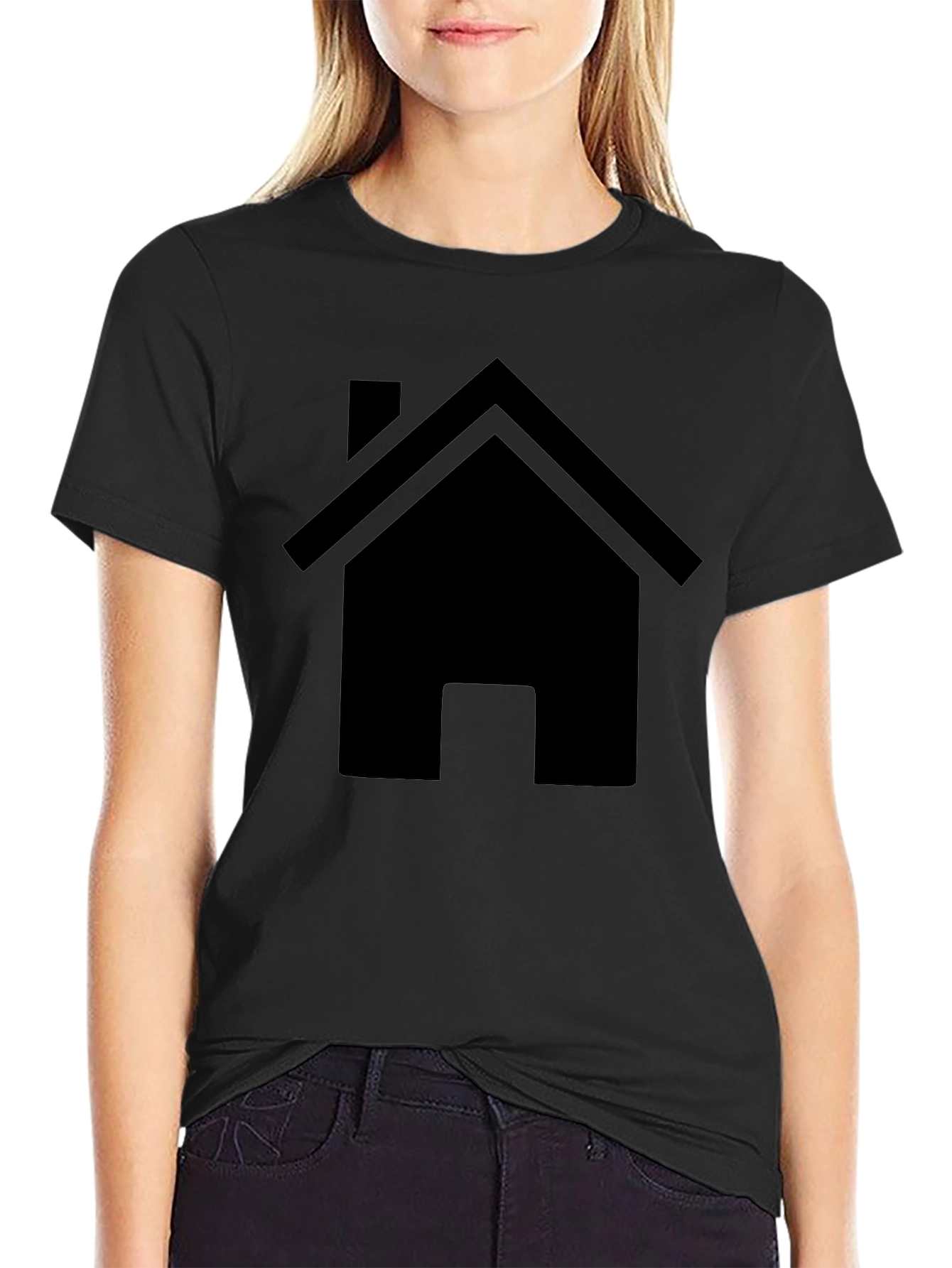 Minimalist House Graphic Tee - Black