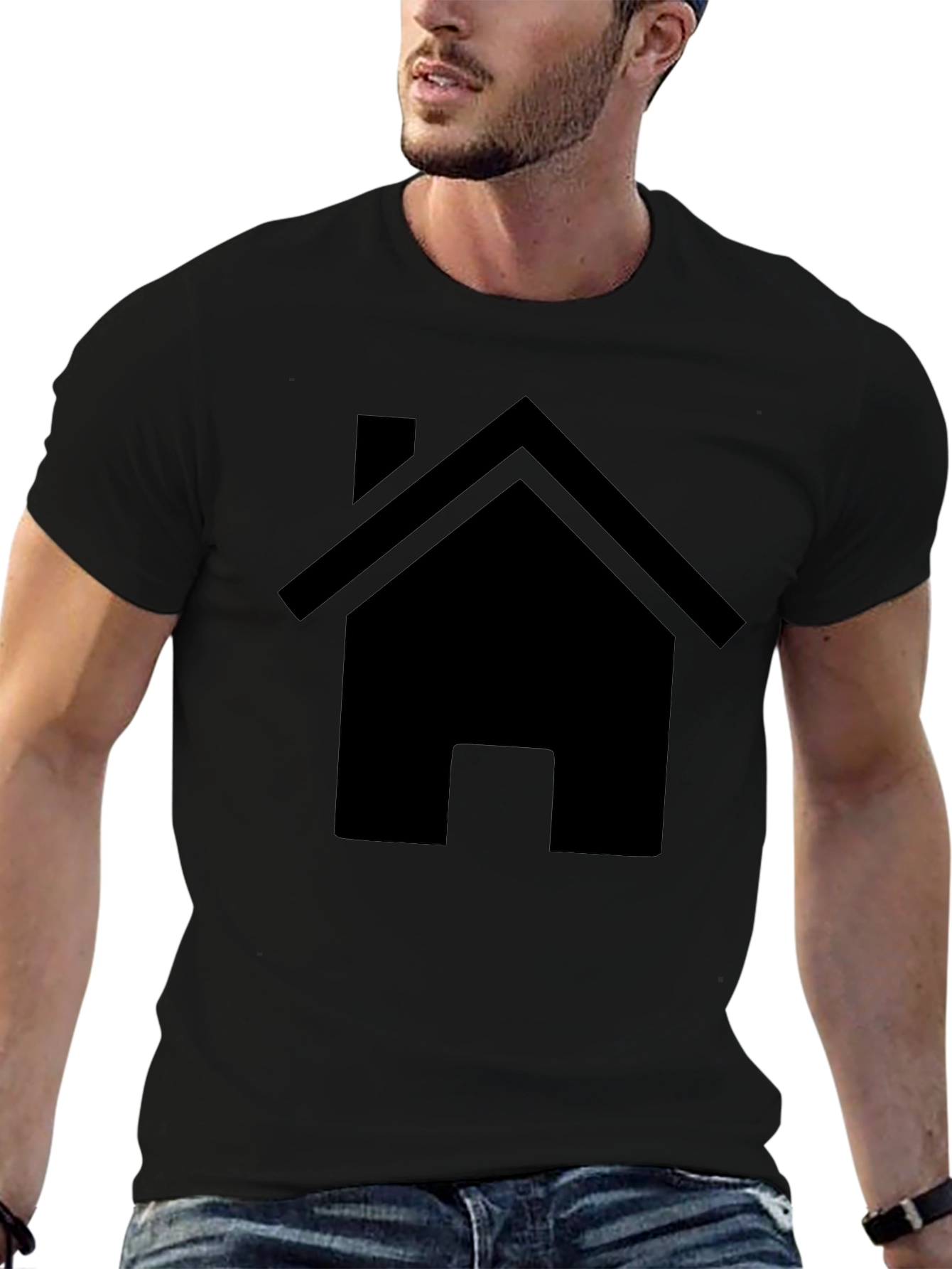 Minimalist House Graphic Tee - Black
